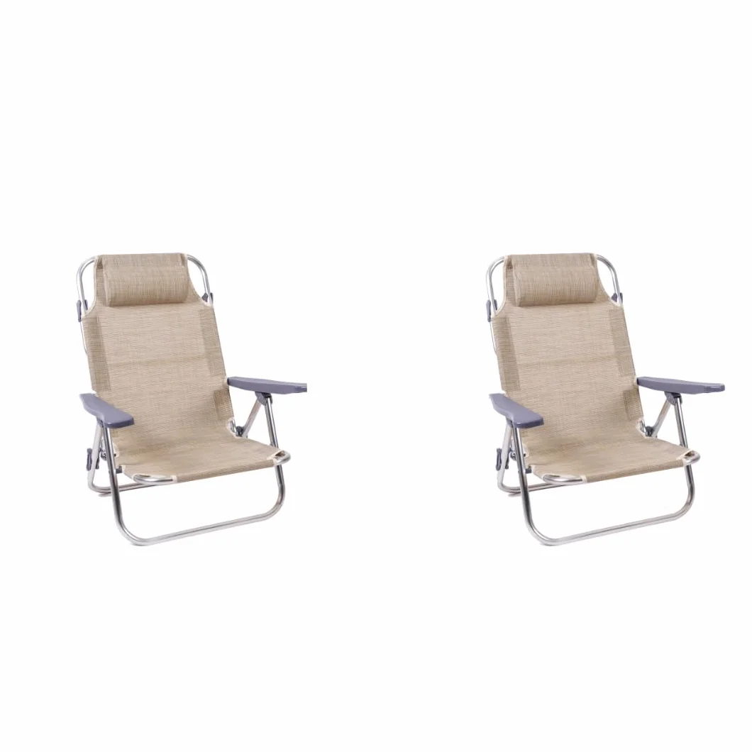 XONE Sedie Sdraio Ribaltabili Pieghevoli Alluminio Textilene Beige Melange 48,5x60x80 cm 2 pz