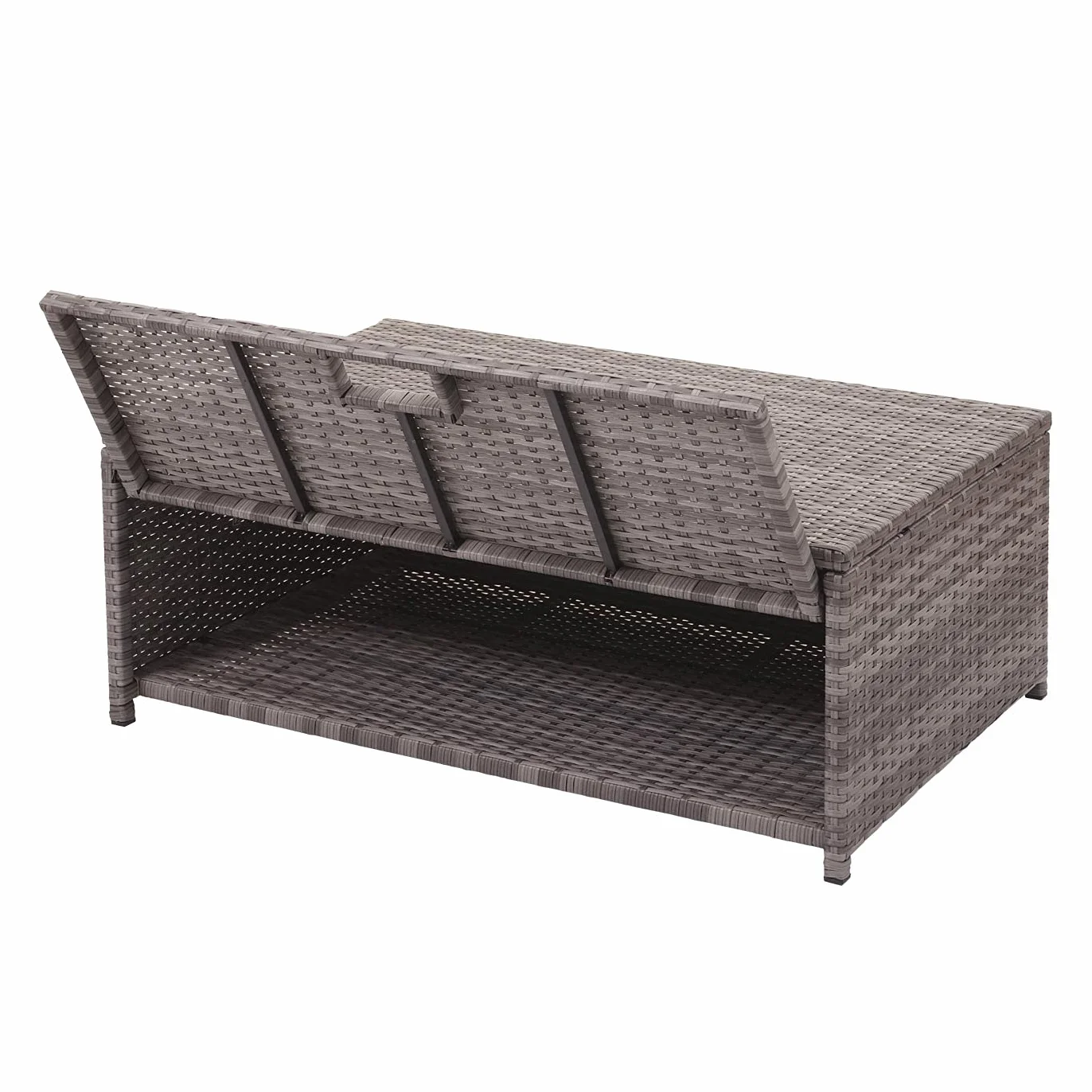 Mendler Set salotto giardino esterno salottino HWC-J34 polyrattan grigio con cuscini grigio scuro