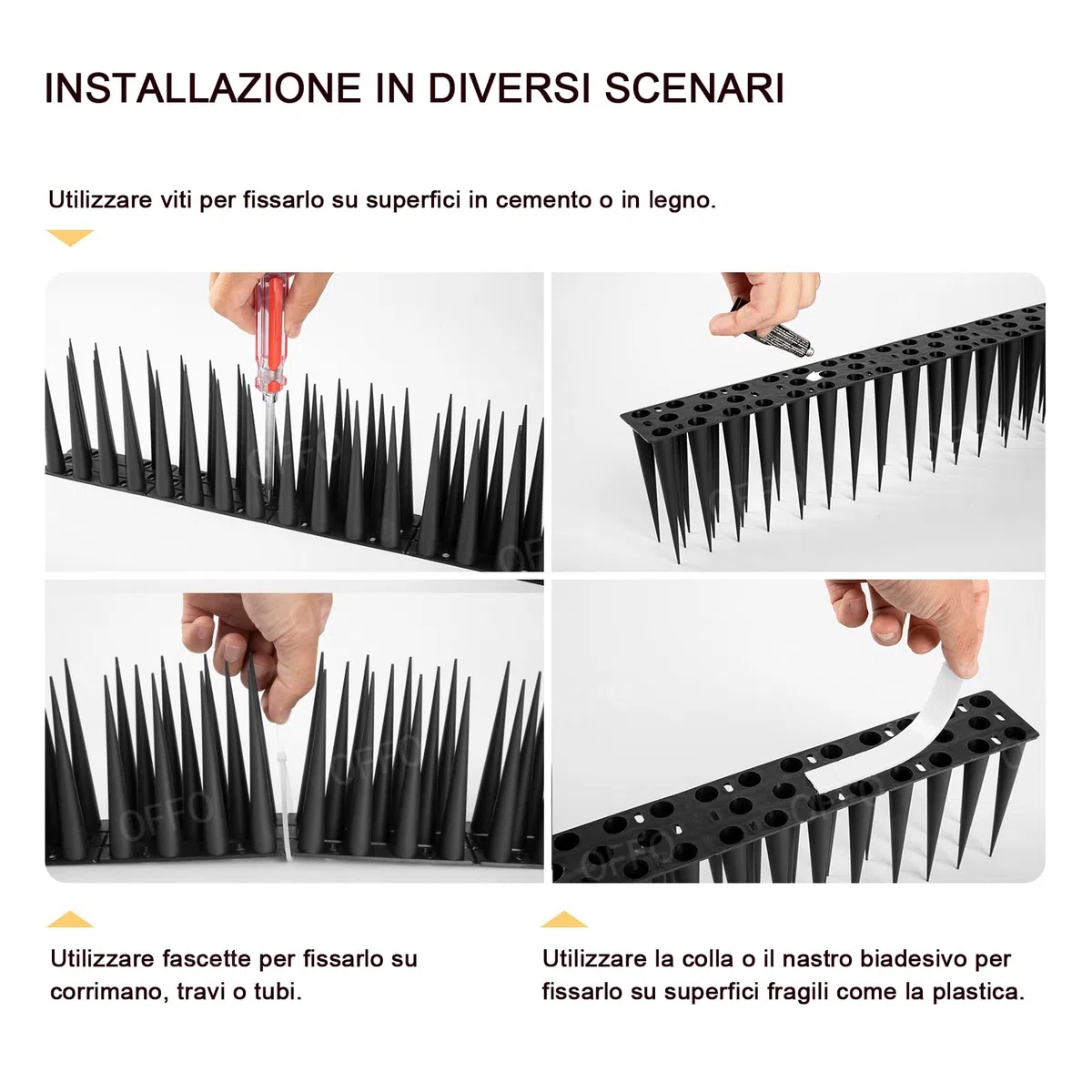 OFFO Dissuasori per Piccioni, Spuntoni per Piccioni 12m, Anti Dissuasori Balcone per Le Recinzioni dei Tetti,Nero