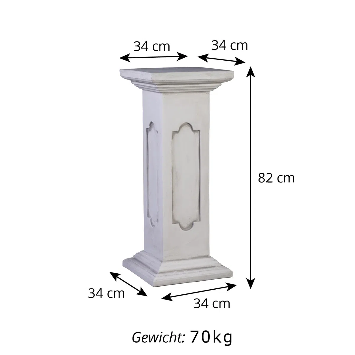 Podio con rilievi in grès per esterni base in pietra 82 cm 34x34 cm 70 kg grigio resistente al gelo