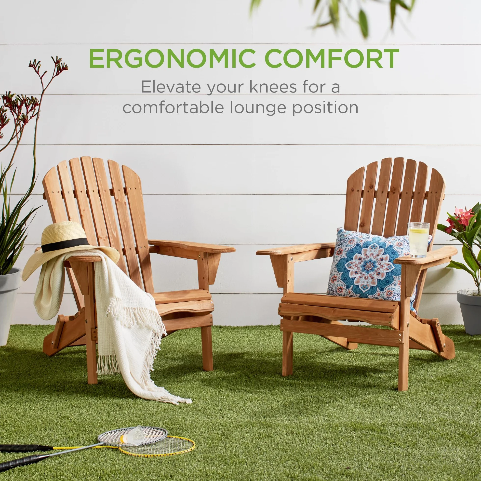 Best Choice Products SKY2253 Outdoor patio Lawn Deck pieghevole sedia in legno Adirondack