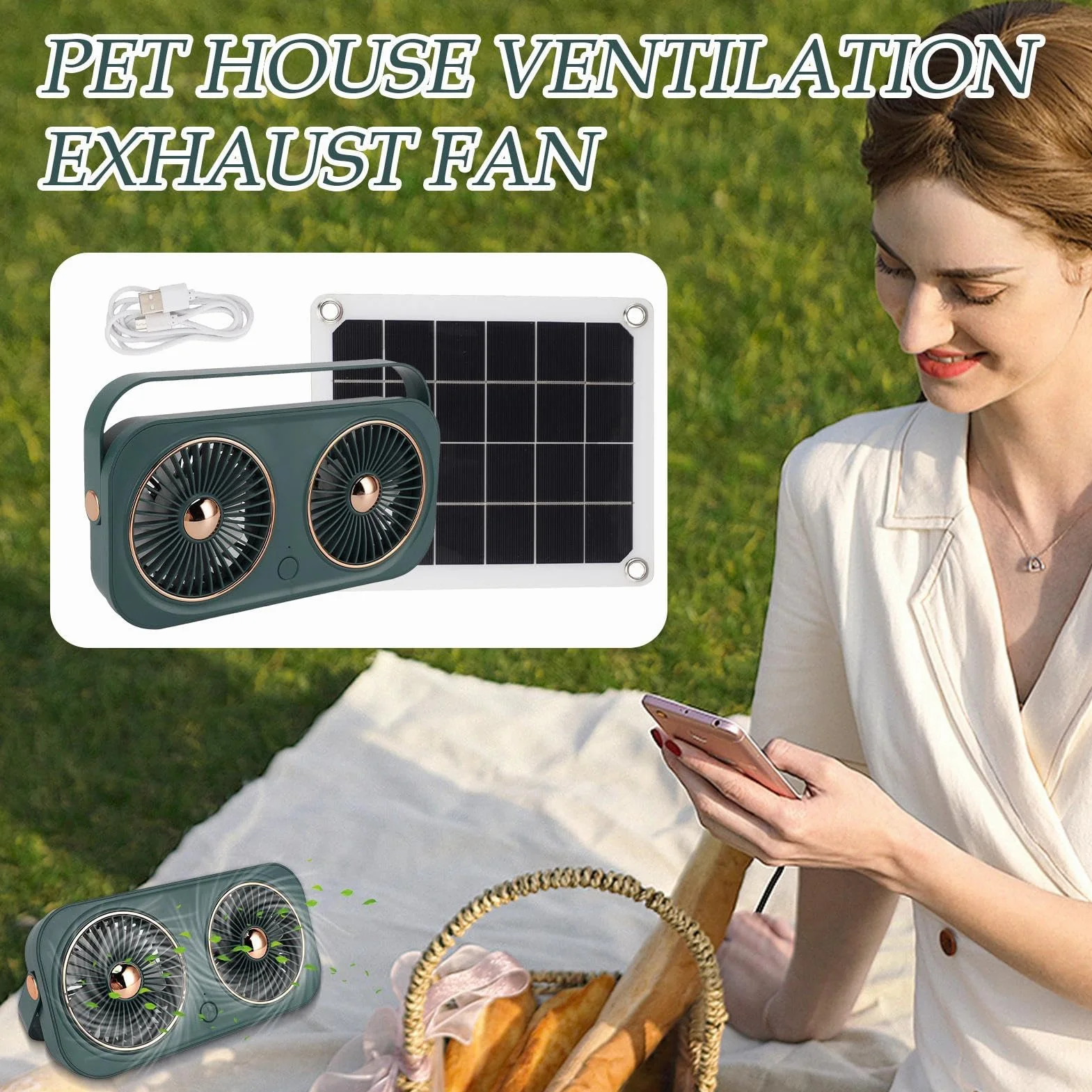 Ventilatore per cani e gatti 20 W resistente alle intemperie compatto per esterno serra cantina