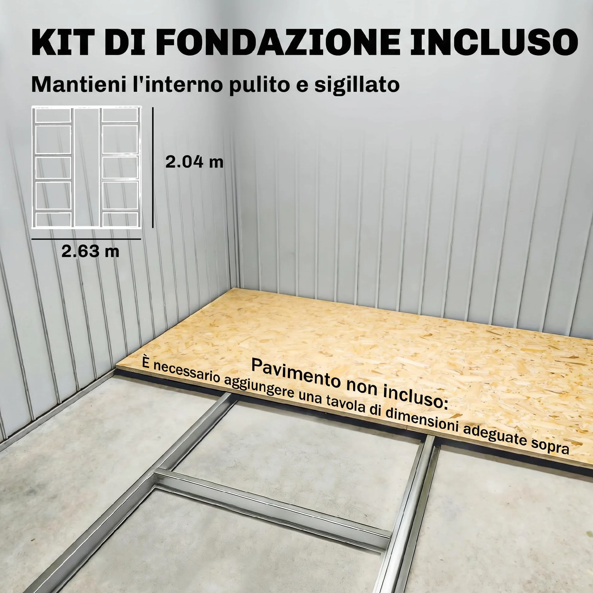 Outsunny Casetta da Giardino in Lamiera d'Acciaio 8.3 m² con 2 Porte Scorrevoli 277x322x192 cm Grigio Scuro