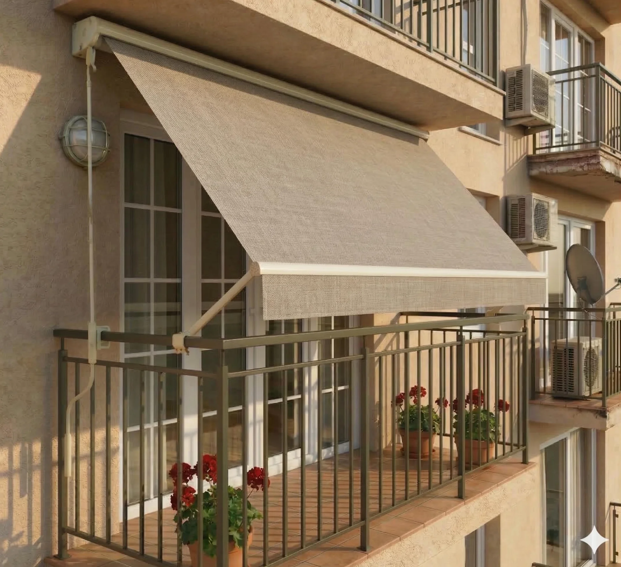 Aeffe Tenda da Sole a Caduta 300 x 250 cm Avvolgibile Estensibile Struttura Alluminio Tessuto 280gr/mq Beige