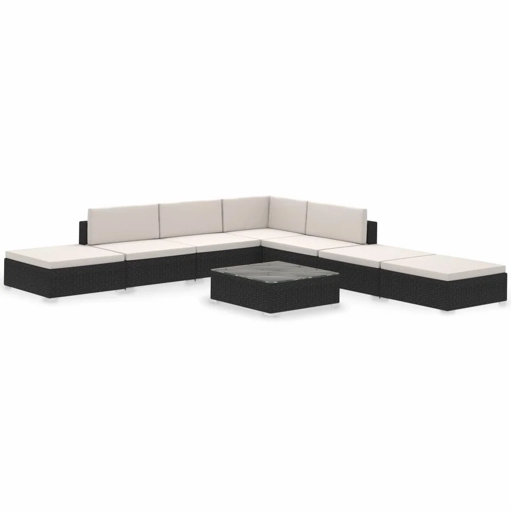 vidaXL Set di 20 sedie da giardino in polyrattan, colore nero
