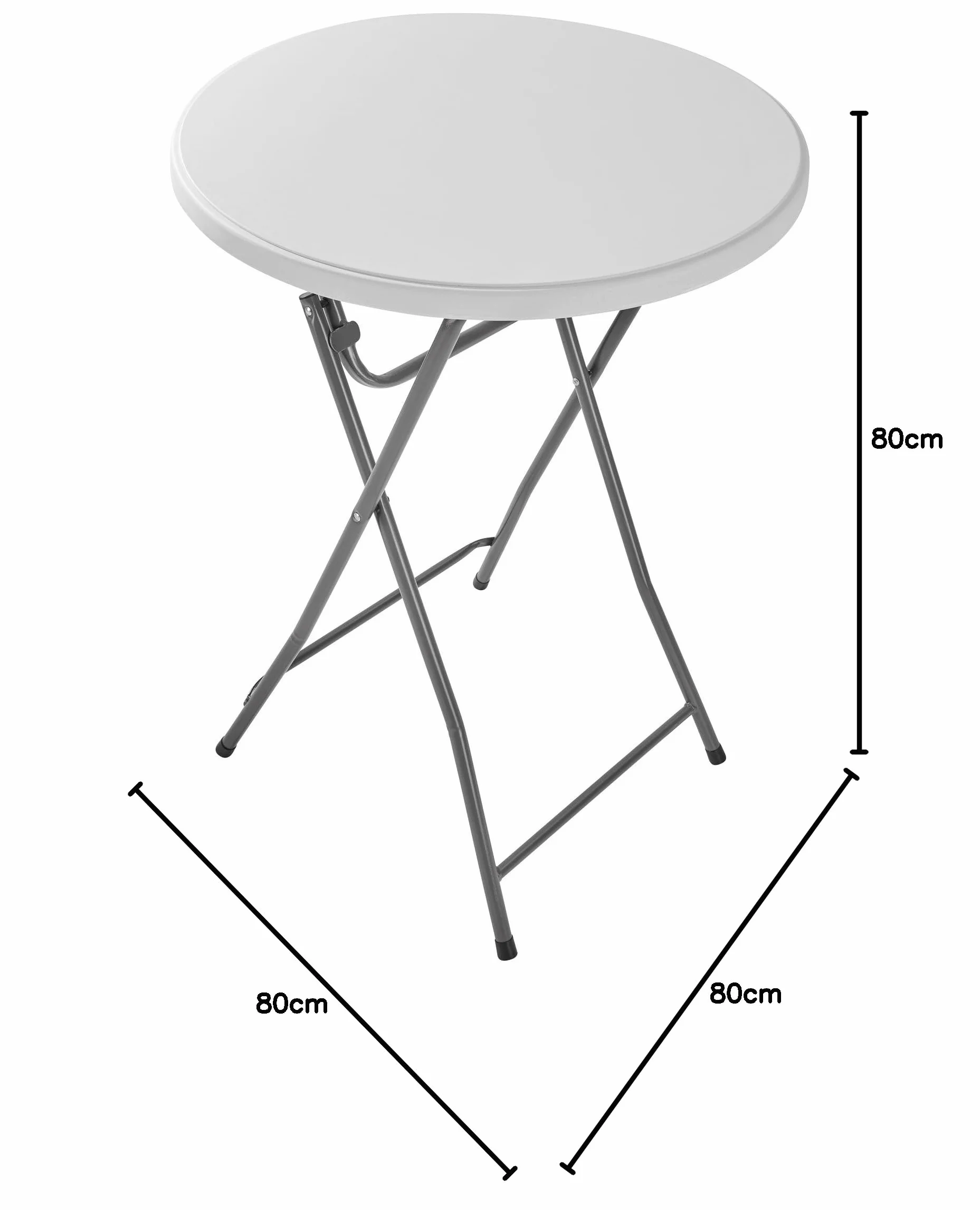 tectake® Tavolo Alto da Bar, Tavolo Bistrot Pieghevole, Tavolo da Cocktail Rotondo, Tavolo da Buffet per Interni ed Esterni, Portata 180 Kg, Struttura in Acciaio, 80x80x110 cm