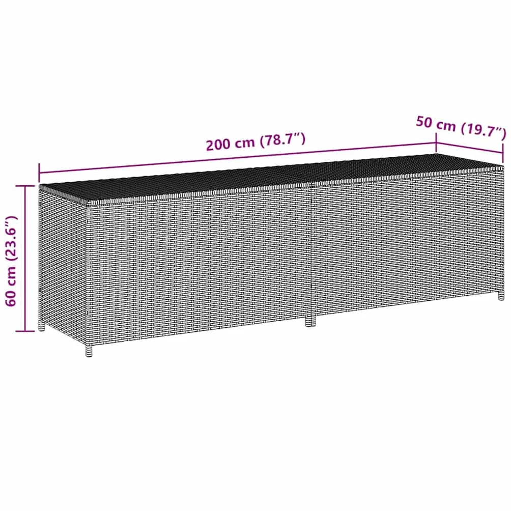 vidaXL Baule da Giardino Robusto Elegante Leggero Box Portaoggetti Contenitore Cassapanca in Polyrattan Telaio in Acciaio 200x50x60 cm Grigio