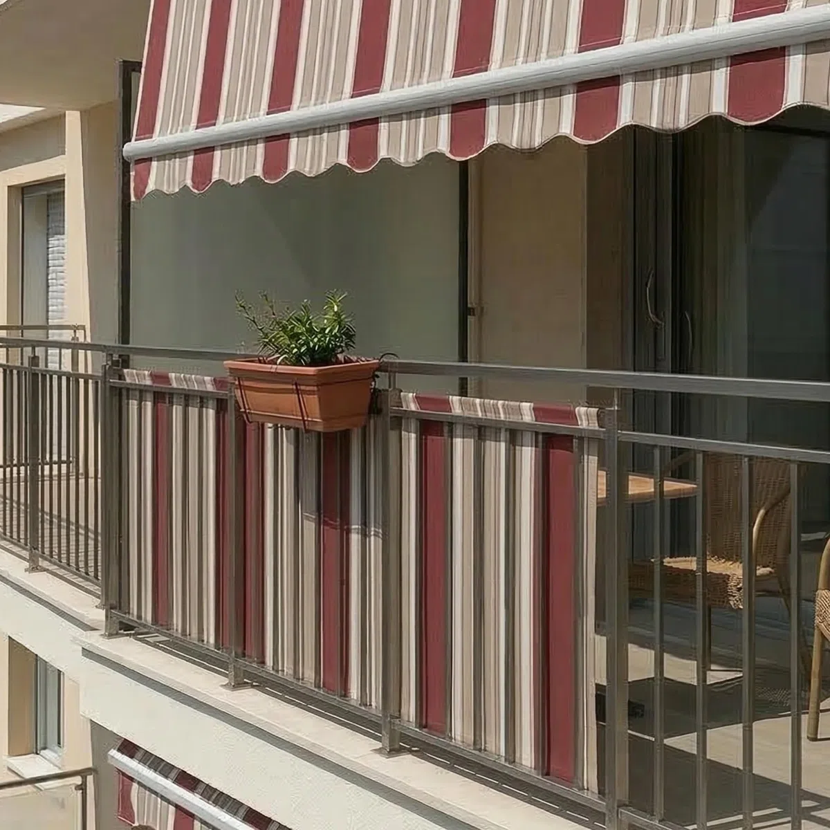 ESTO Telo Frangivisto Balcone 75x500 cm HDPE - Protezione Privacy Antisguardo Copri Ringhiera Impermeabile Antivento UV Bordeaux e Crema