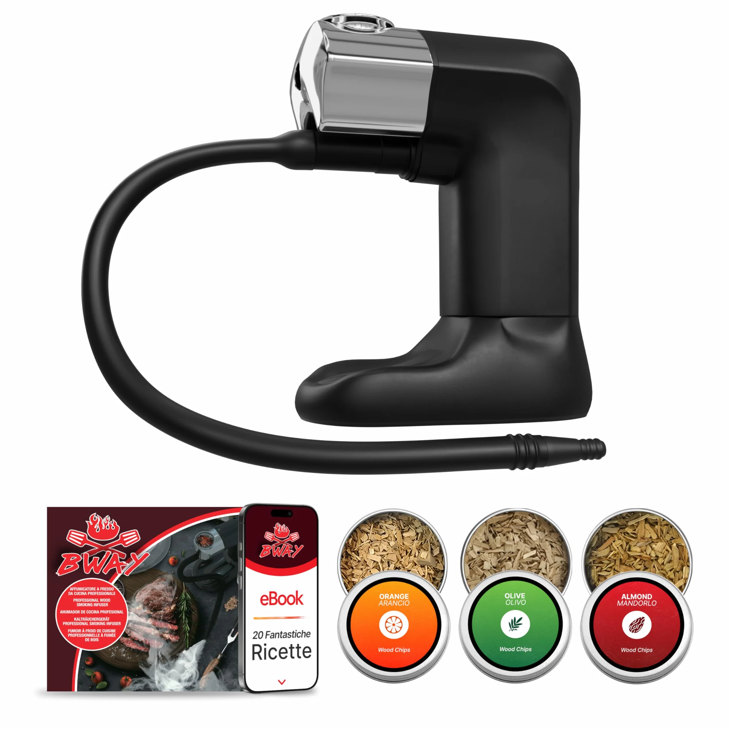 Affumicatore da Cucina Professionale BWAY a Freddo con 3 Aromi di Trucioli - Smoking Gun per Whisky