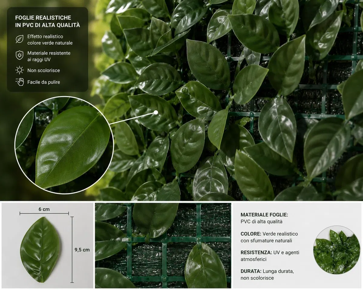 Siepe Artificiale Edera 1x3 m Rete Ombreggiante PVC Schermo Privacy Recinzioni Balconi Terrazze Giardino
