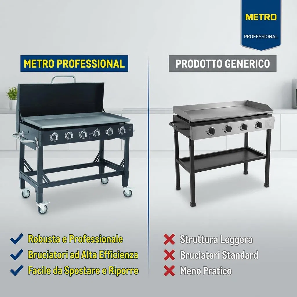 METRO PROFESSIONAL Barbecue a Gas Dayton 6 Bruciatori 108x53 cm Acciaio Nero 22.2 kW