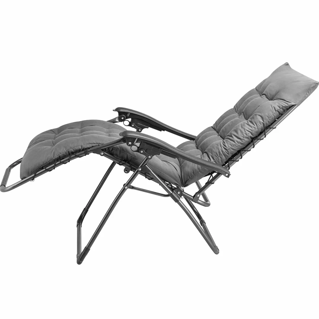 BAKAJI Poltrona Giardino Pieghevole Gravita Zero Acciaio Salvaspazio Tessuto Oxford Mare Spiaggia Piscina Grigio