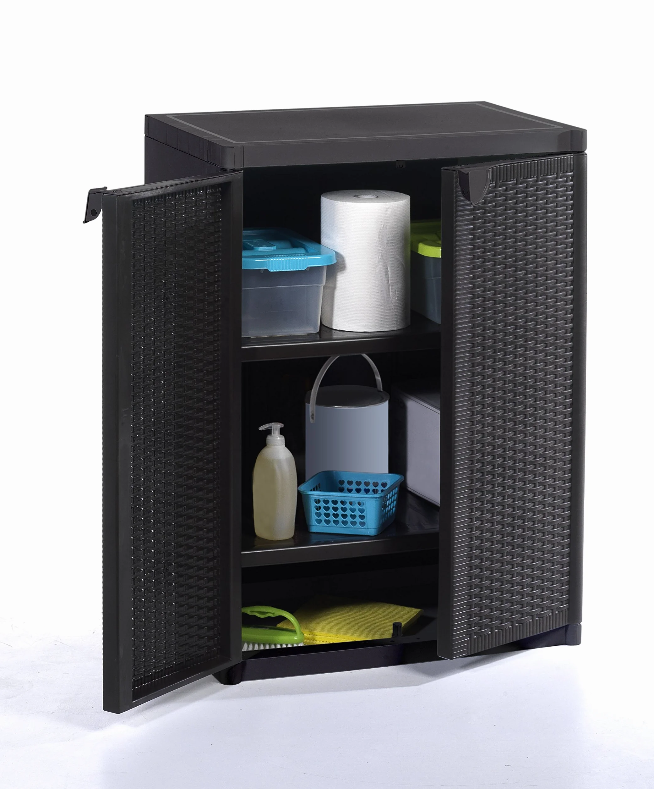 Home Mobile Basso Rattan, Nero