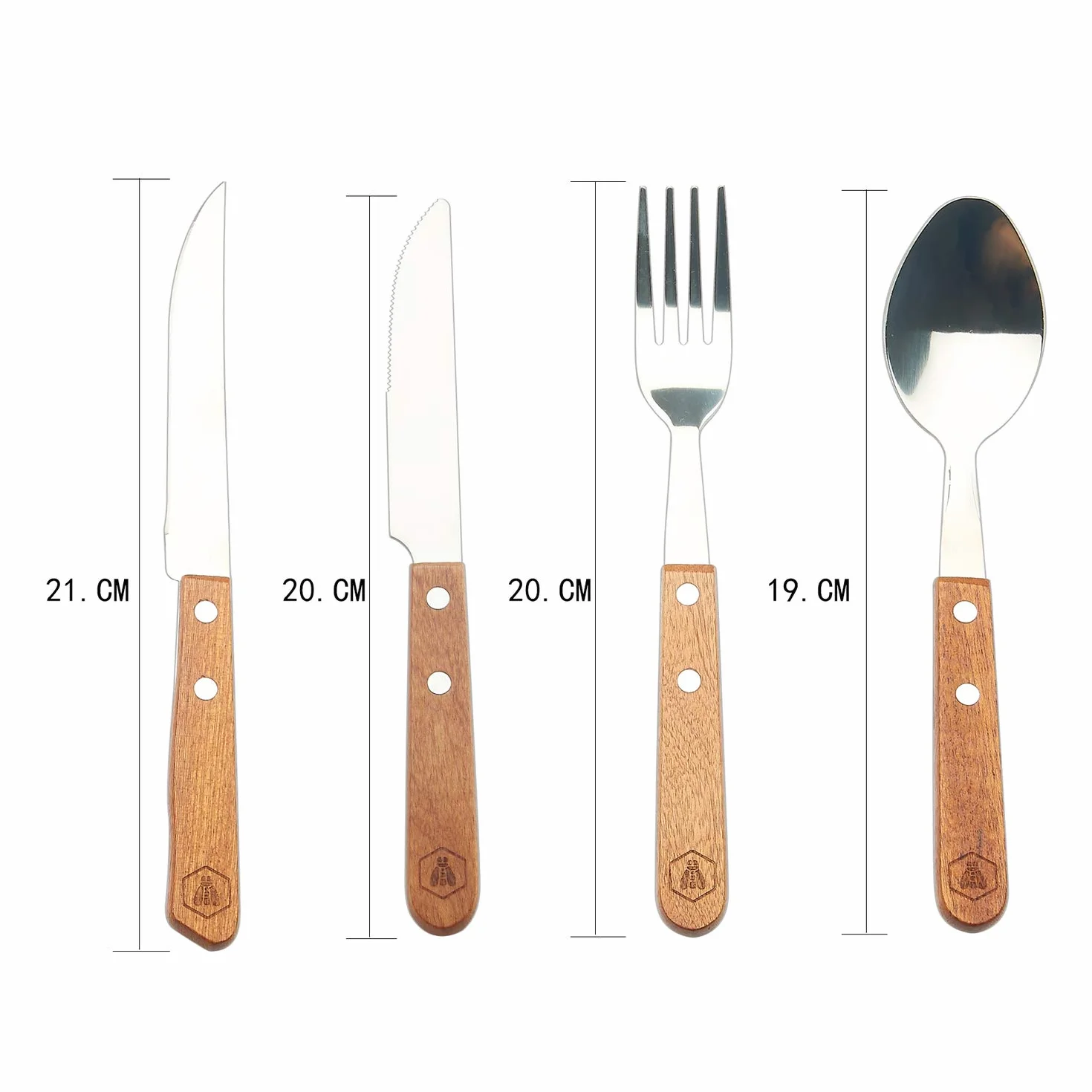 LAGUIOLE Set Completo da Picnic 18 Pezzi Coltelli Forchette Cavatappi Maniglie in Legno di Pino