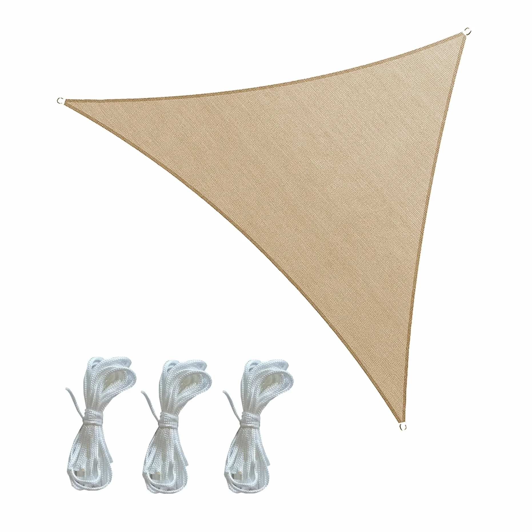 Rebecca Mobili Vela Parasole Telo Ombreggiante Triangolare Beige Polietilene Protezione Raggi Solari Giardino Campeggio 5x5x5 mt (Cod. RE6341)