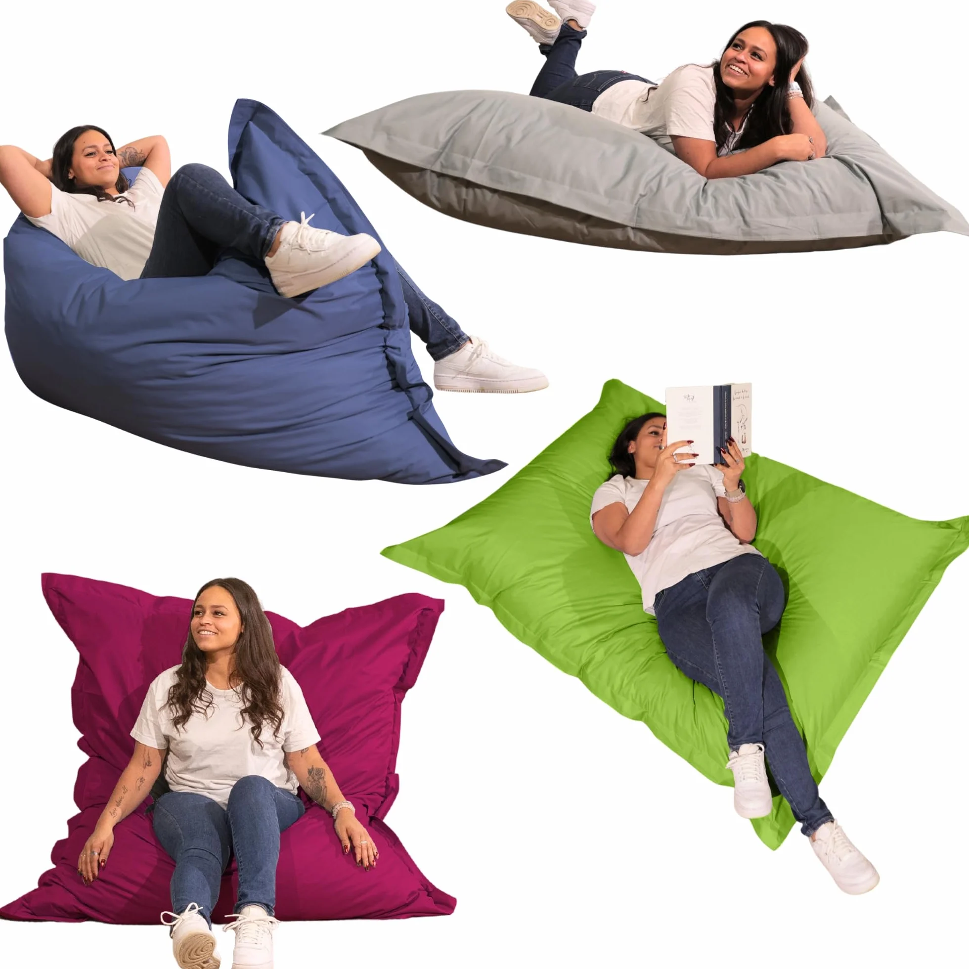 Pouf da Esterno Giardino Impermeabile Anti-UV 180x140 cm Grigio Scuro