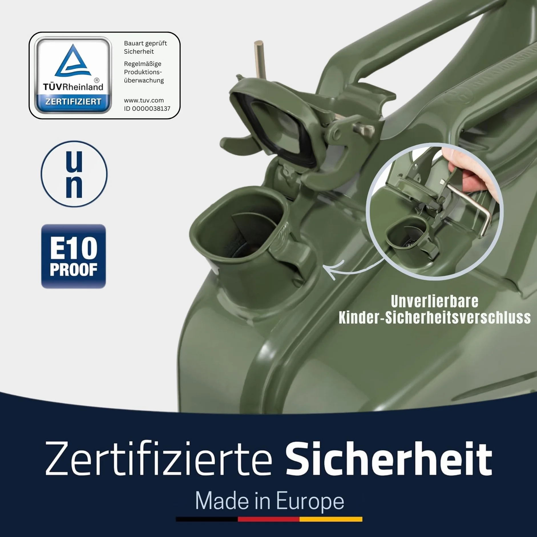Hünersdorff Tanica Carburante in Metallo Classic 20 Litri Verde Oliva