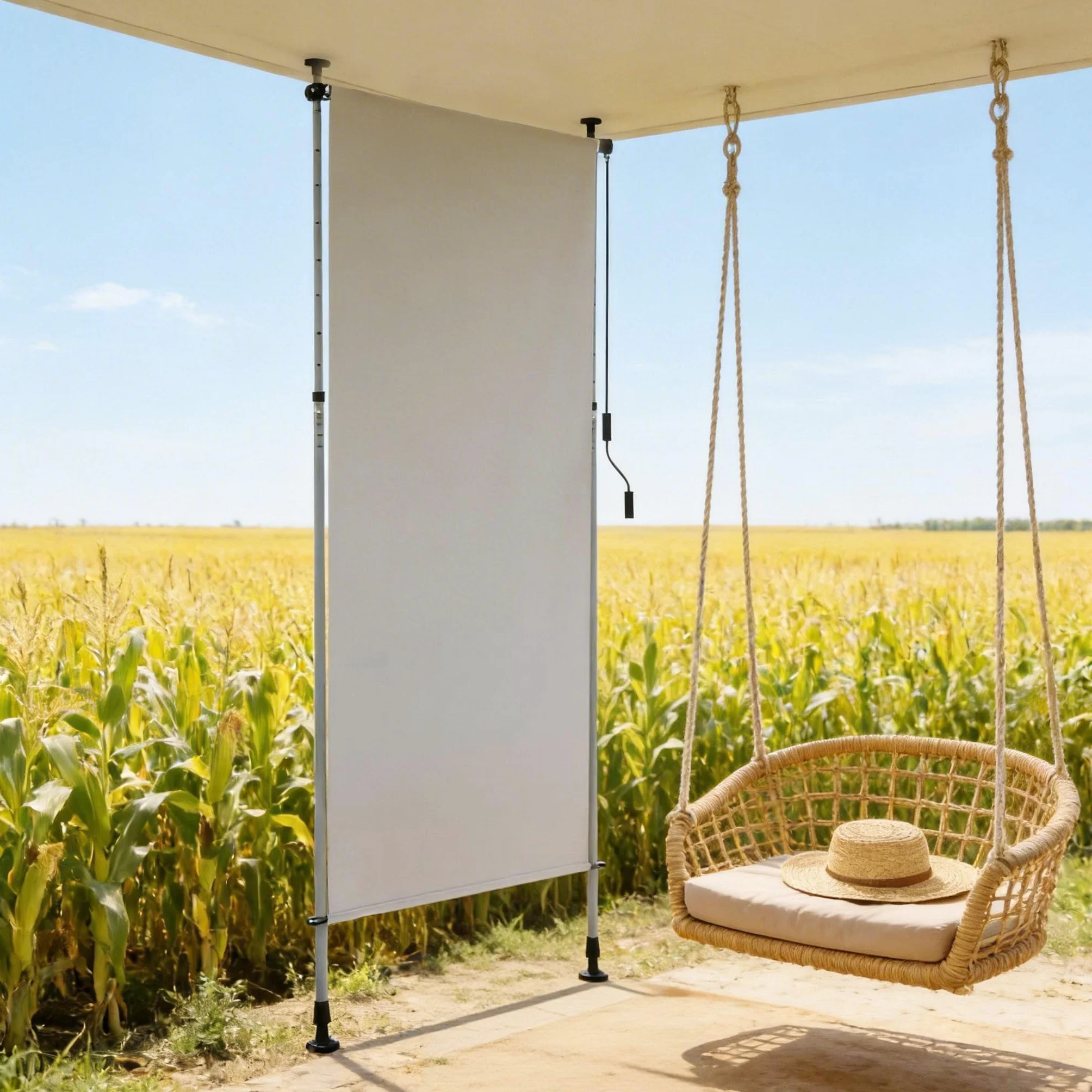 Tenda da sole verticale con manovella senza foratura 100 x 310 cm impermeabile allungabile oscurante grigio chiaro