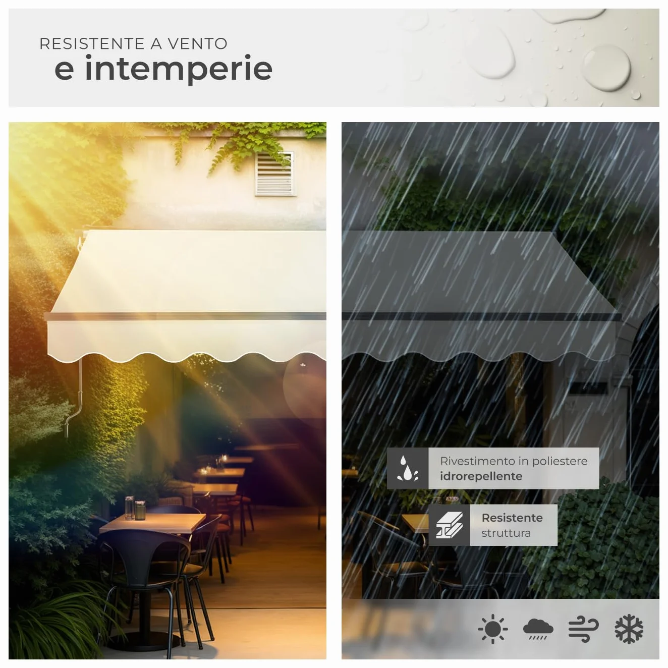 Tectake Tenda da Sole Esterno Bracci Estensibili Avvolgibile Impermeabile Protezione UV 300x250 cm Beige