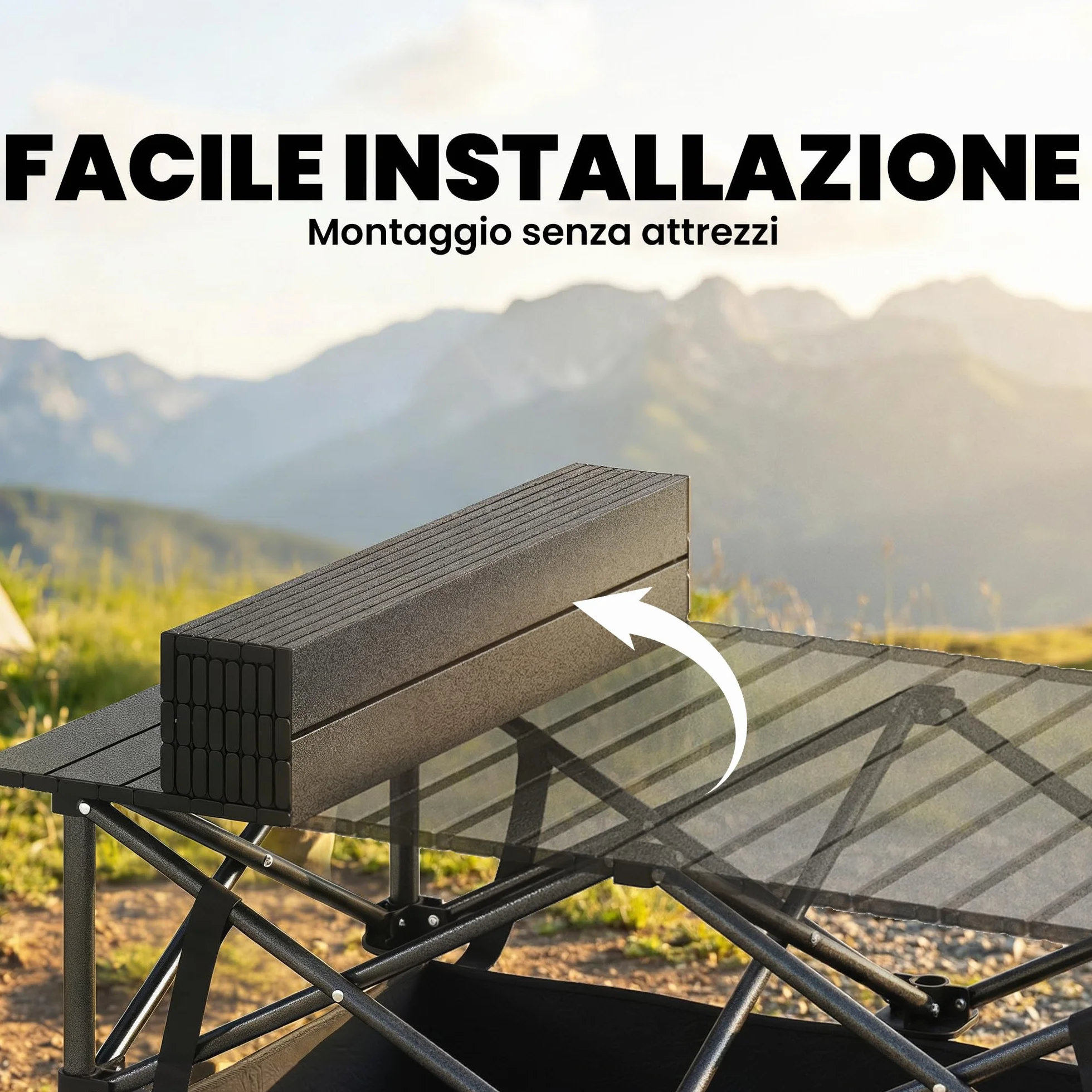 Outsunny Tavolo da Picnic Pieghevole 93cm con Rete Portaoggetti e Borsa, Struttura in Metallo, Nero