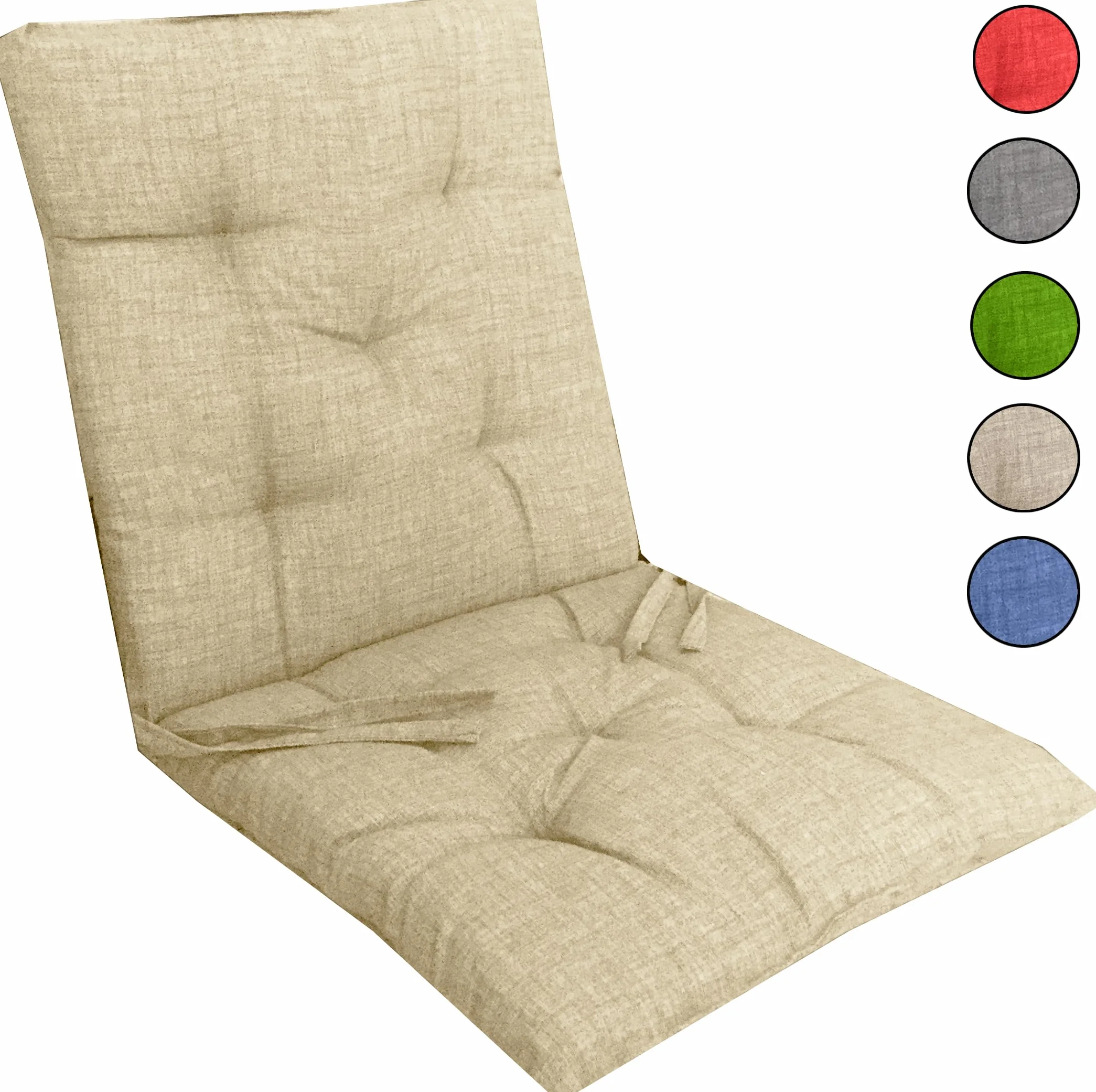 Tata Home Set 6 Cuscini Sedia con Schienale Cucina Cuscino con Lacci Fascia Elastica da Giardino Esterno Cuscino Imbottito per Sdraio Prendisole Cuscino Poltrona Sdraio Relax Misura 40x80 cm Panna