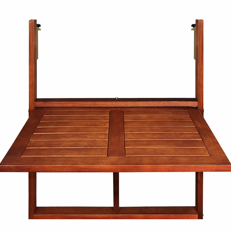 Casaria Tavolo Pensile Legno Acacia Pieghevole 65x45x87cm Tavolino da Ringhiera Balcone Esterno