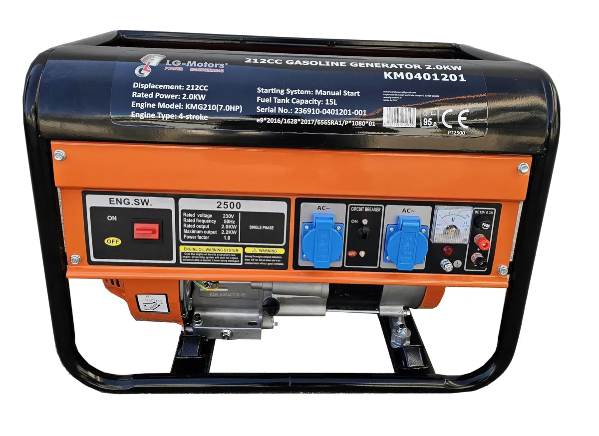 GRUPPO ELETTROGENO GENERATORE DI CORRENTE 2,2 KW 212 cc 7 CAVALLI 4 TEMPI