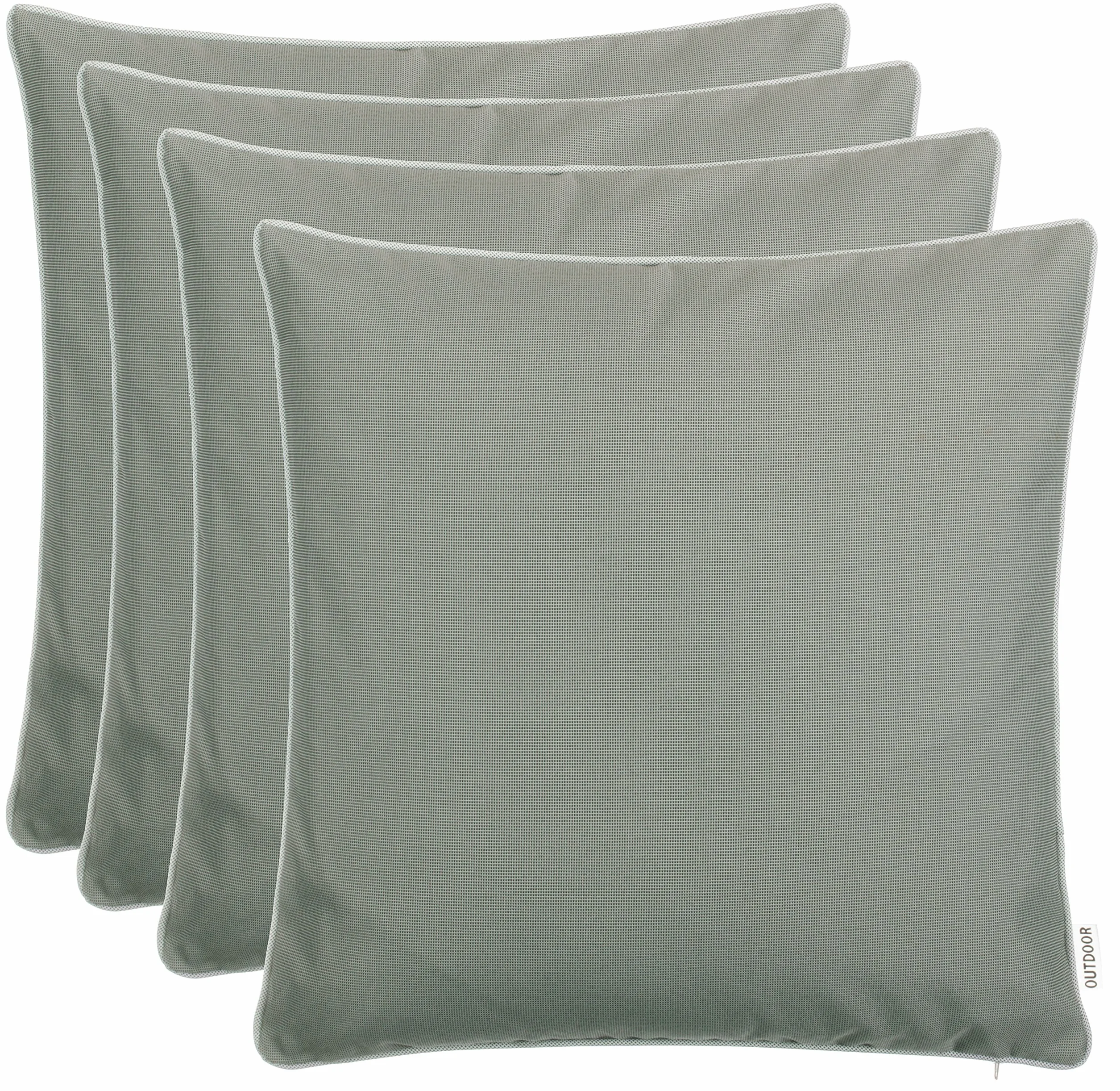 Brandsseller Set di 4 Cuscini da Esterno 45x45 cm – Cuscini Decorativi con Elegante Bordino a Contrasto – Idrorepellenti e Antimacchia per Giardino, Balcone, Terrazza e Divano – Taupe