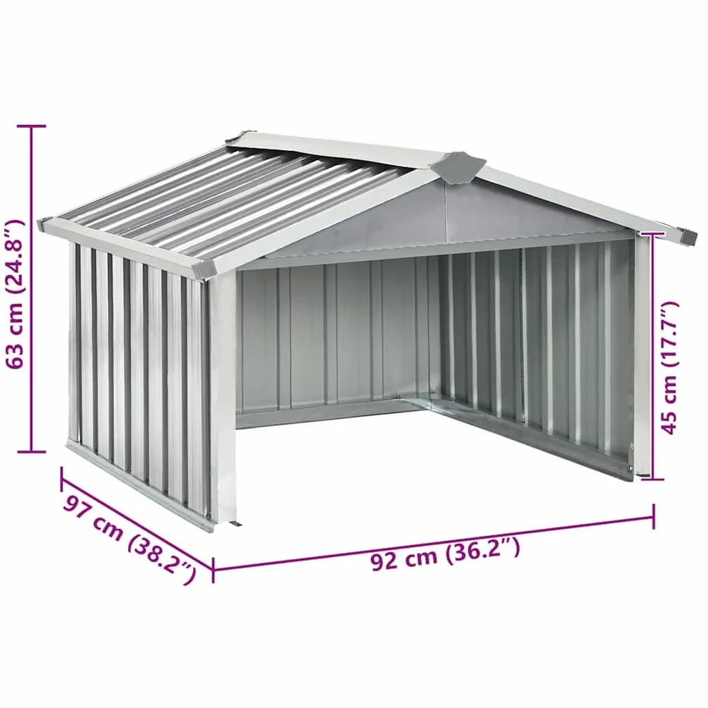 vidaXL Capanno per Robot Tosaerba 92x97x63 cm Acciaio Zincato Grigio