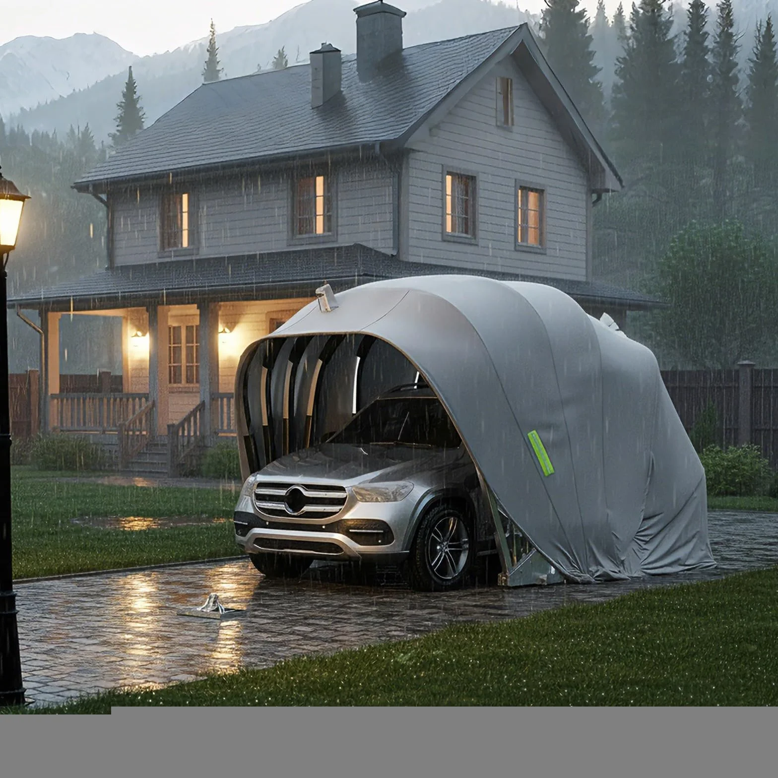 Garage Pieghevole per Auto, Tettoia per Auto Telescopica Portatile con Serratura, Telescopico Tenda per Auto Mobile da Esterno, Resistente a Pioggia e Neve, per Auto, SUV