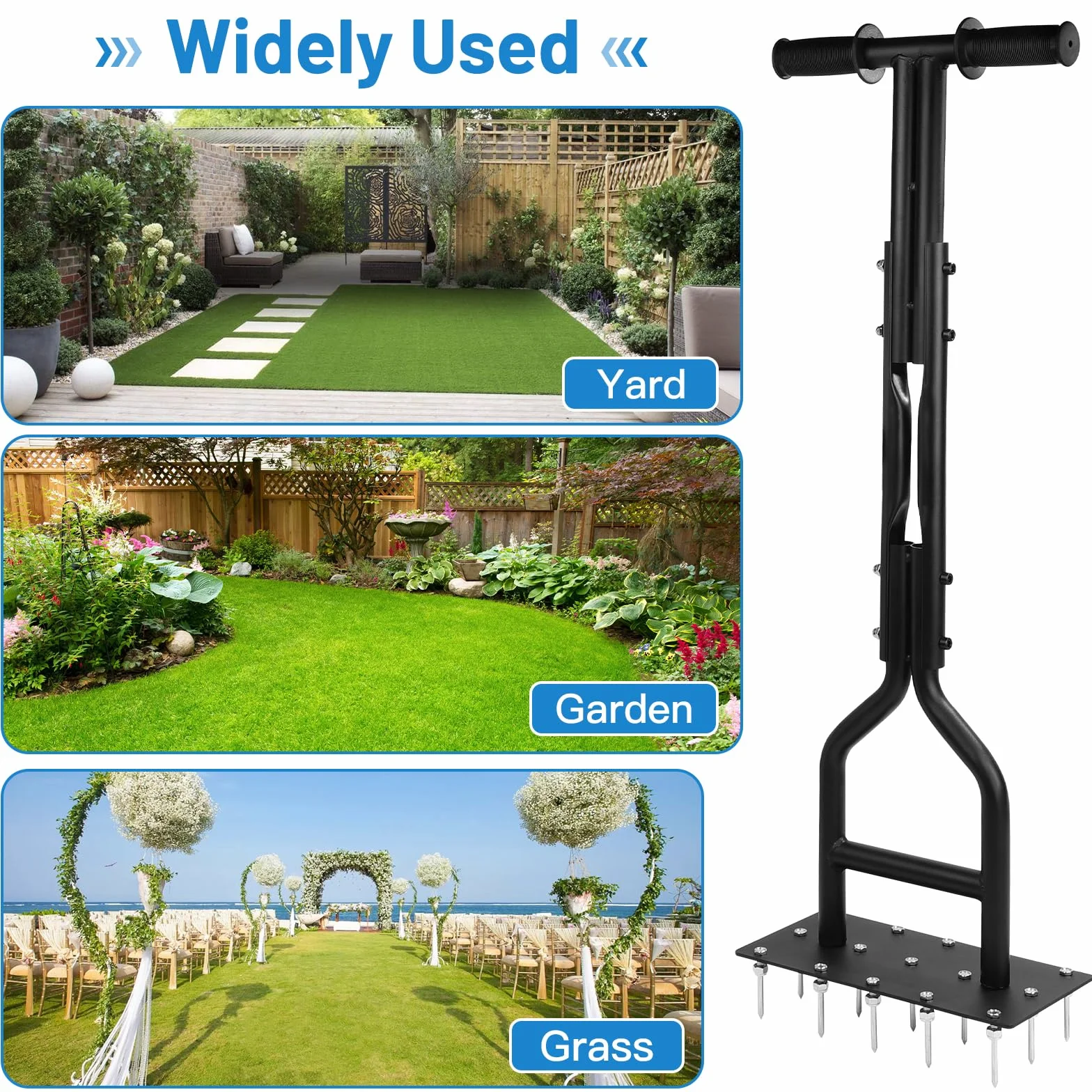 lalago 93cm Arieggiatore Manuale con 15 Denti Solidi e Attrezzi per Il Giardinaggio, Arieggiatore a 15 Punte, Arieggiatore per Giardino per la Cura del Prato o del Cortile con Terreno Compattato