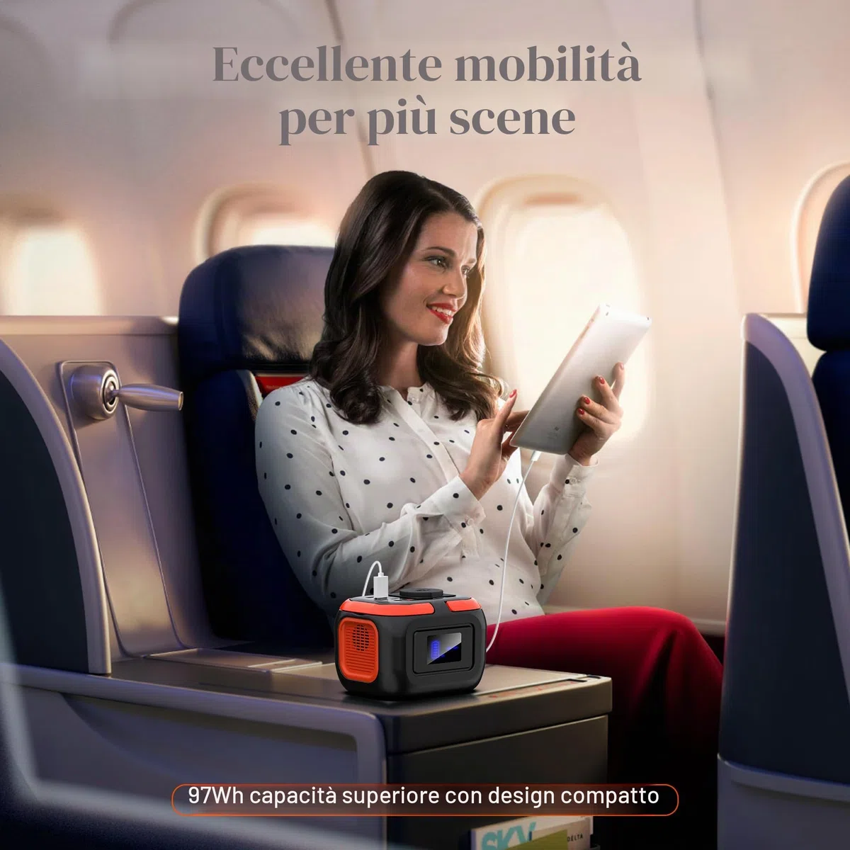 SinKeu Powerstation portatile 97 Wh, 26400 mAh, mini generatore con presa AC da 120 W, 230 V, 12 V, DC, porte USB per cellulare, laptop, alimentazione mobile, batteria per campeggio, viaggio