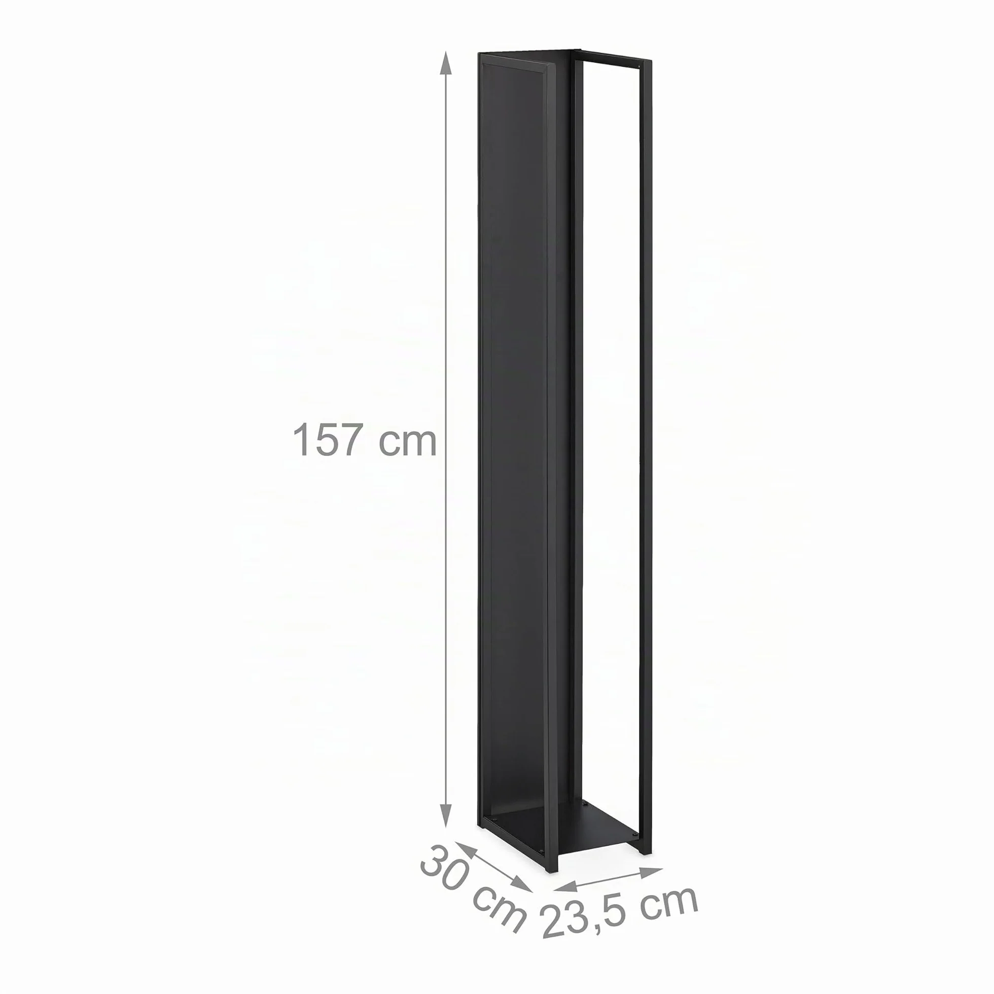 Relaxdays Scaffale Portalegna da Interno in Acciaio 157x23,5x30 cm Nero