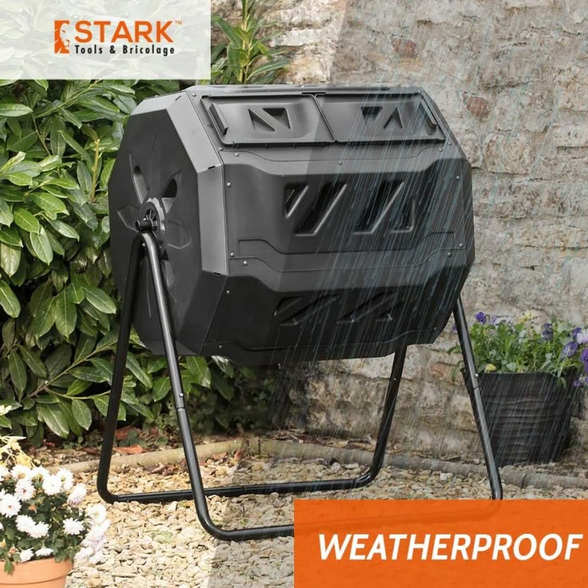 Compostiera Girevole 160L composter da Giardino Due Scomparti Abacus