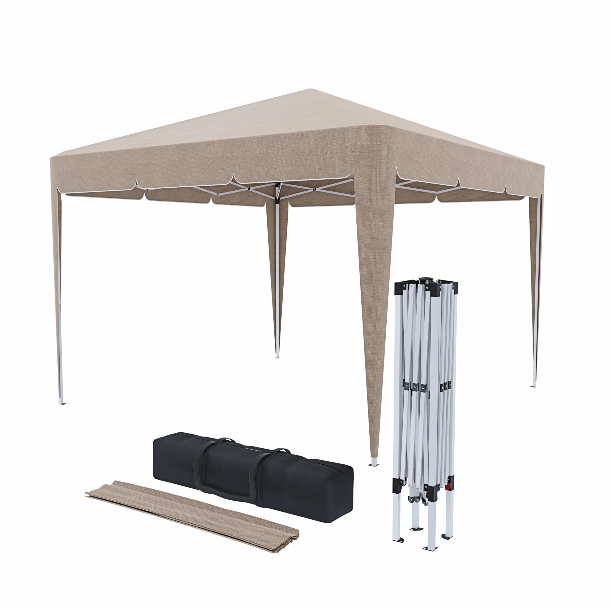 Gazebo Pieghevole 3x3m Idrorepellente Struttura Acciaio Copertura 160g/m² Tortora