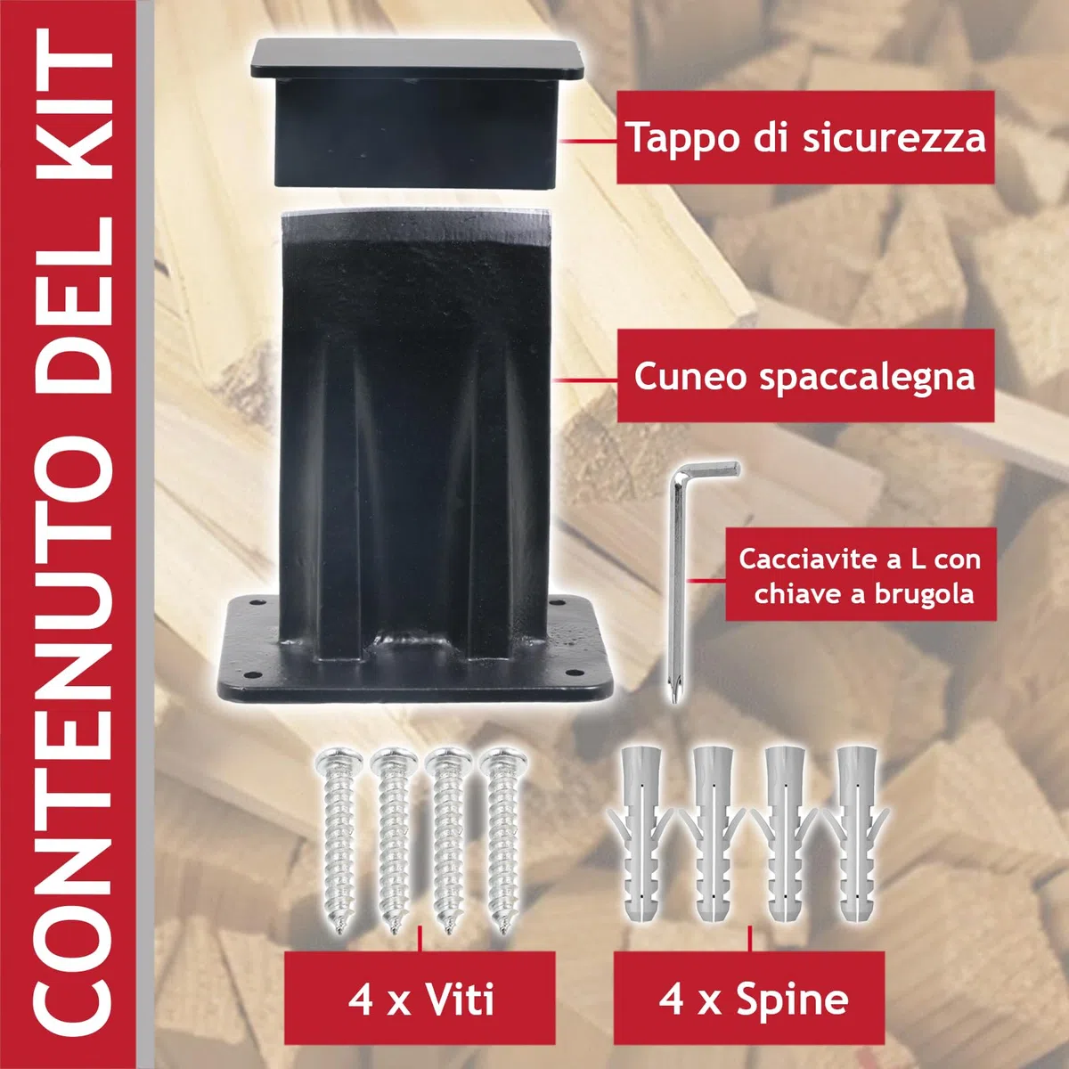 SPARES2GO Scalpello per legna da ardere, grande, resistente, per spaccare legna da ardere