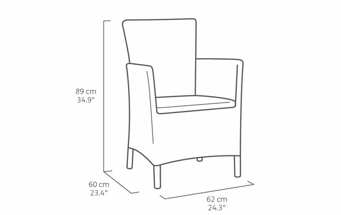 Keter Iowa Poltrona da Giardino Effetto Rattan con Cuscino 62x60x89H Grafite