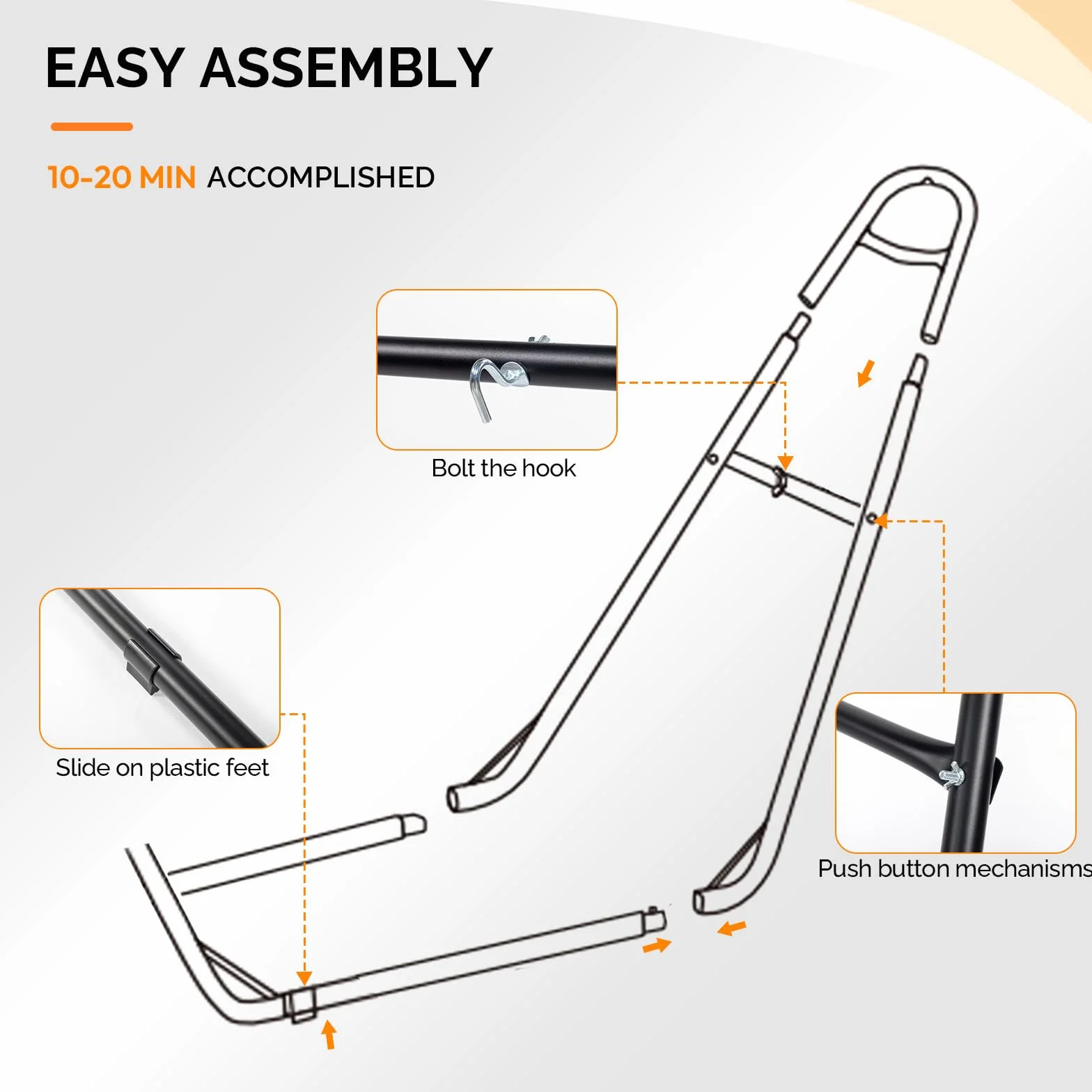 LEADZM Supporto universale per amaca in acciaio, fino a 250 kg, adatto per amaca da 2 a 3 m, resistente alle intemperie, robusto e sicuro, adatto per giardini, balconi e piscine