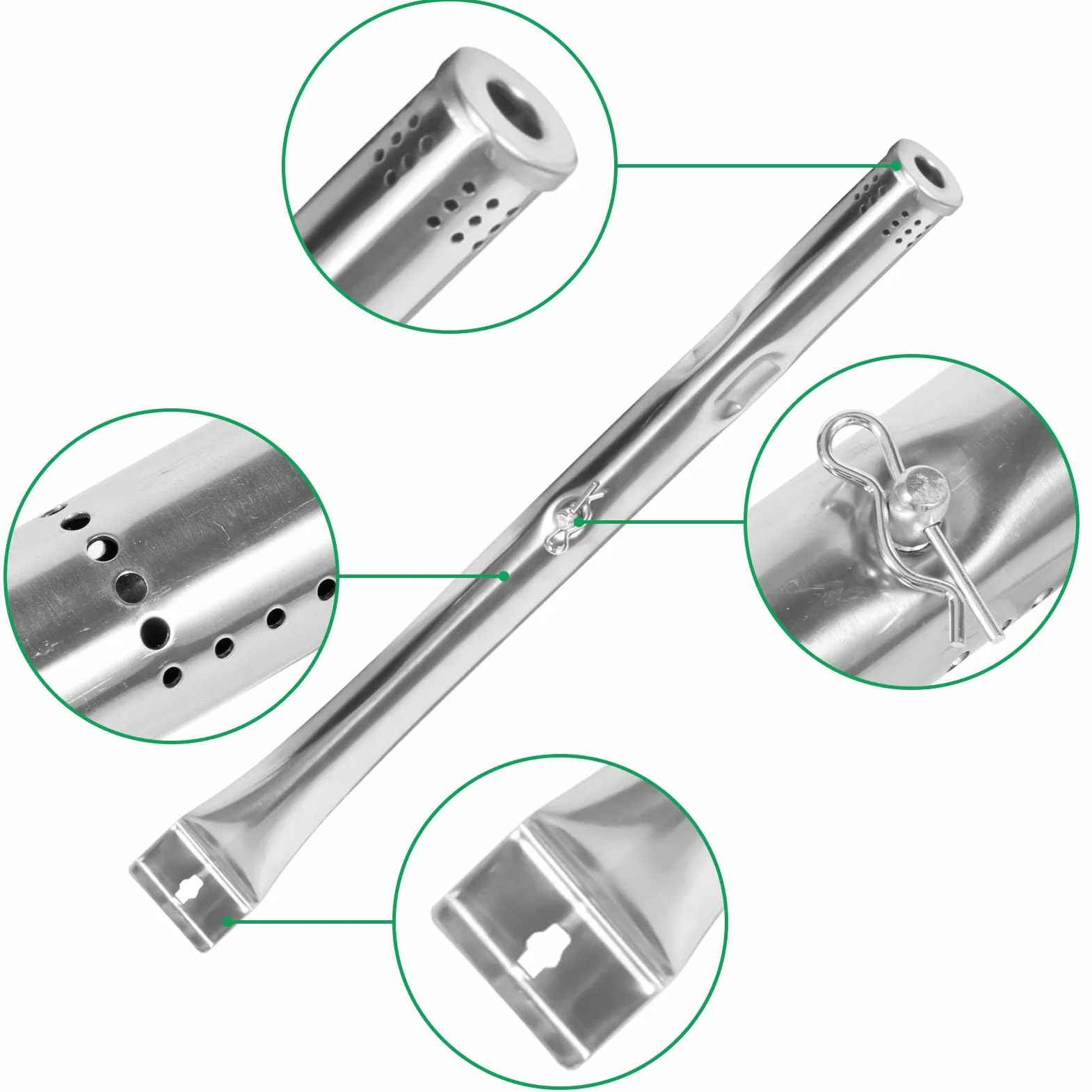 WELL GRILL Parti di ricambio per griglie ibride CharBroil a 3 bruciatori Gas2Coal, piastre riscaldanti, barre aromatizzanti e bruciatori per barbecue e kit di accessori per tubi crossover, in acciaio