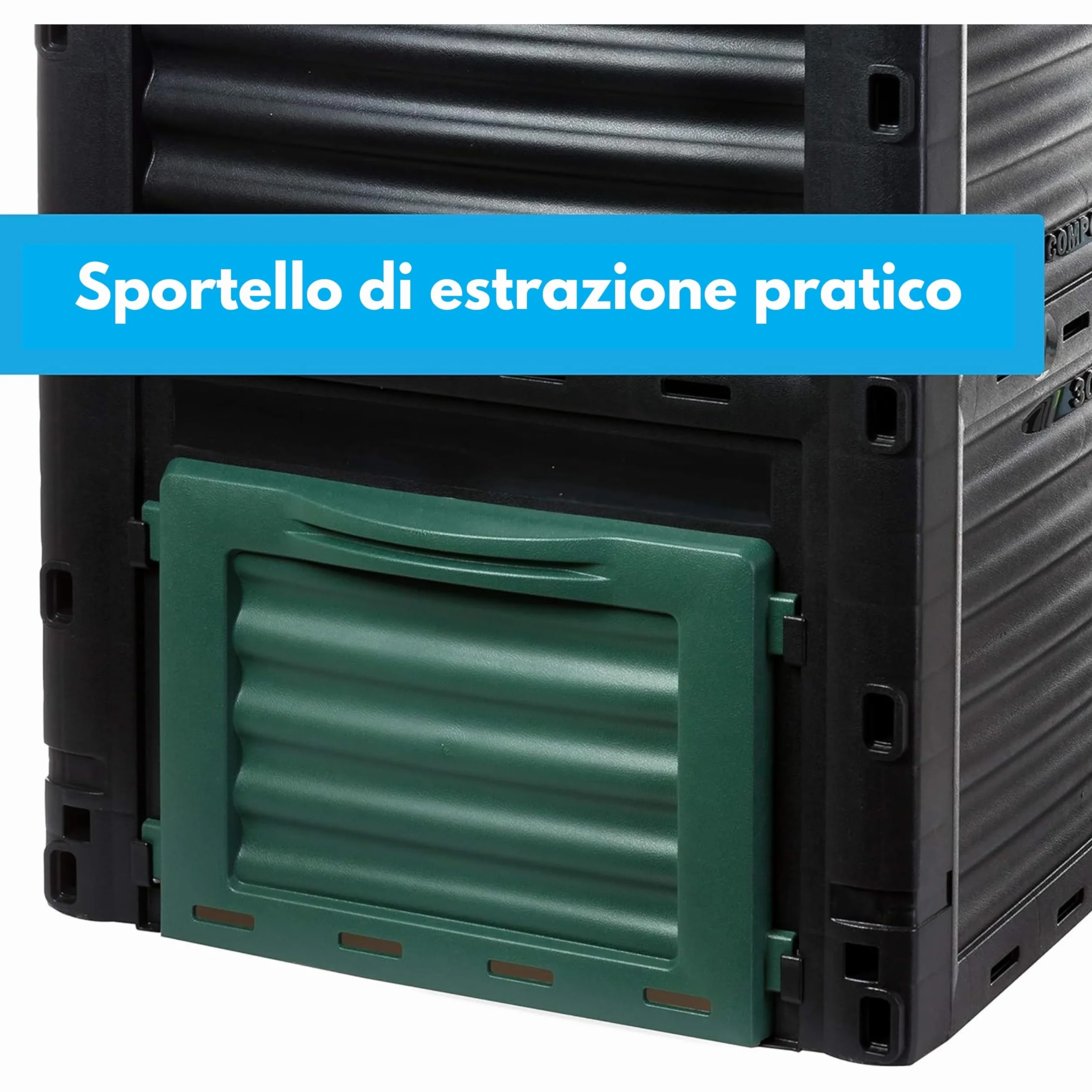 2friends Composter Compostiera Rapida in Plastica Robusta, con Coperchio a Cerniera, 300 Litri (A 83 x L 61 x P 61 cm), Compostiera Termica per Compost di Rifiuti di Giardino e Cucina, 100% Plastica R