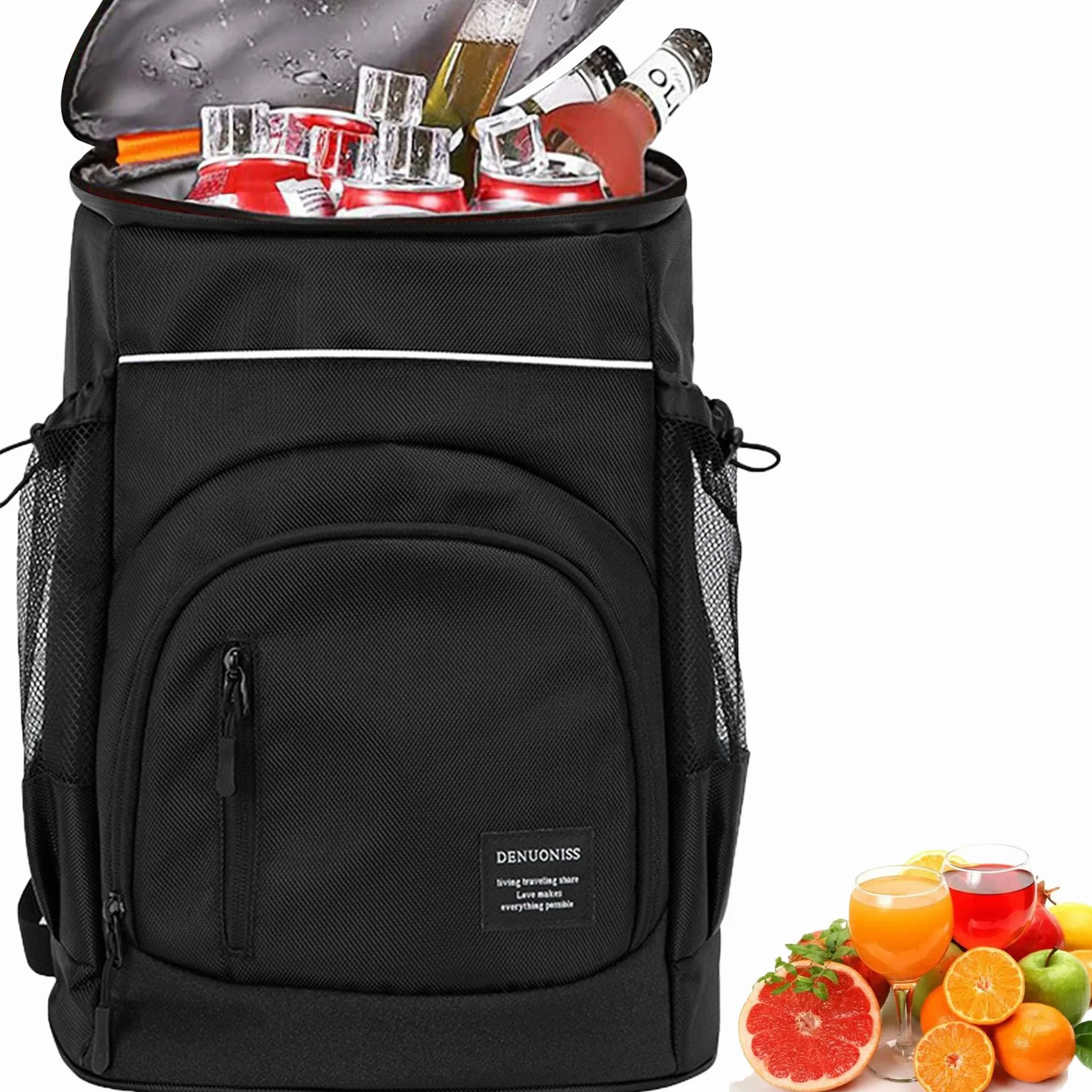 Zaino Pic Nic Termico Borsa Frigo 30L Borsa Termica da Viaggio Portatile per Picnic, Campeggio e Spiaggia (Nero)