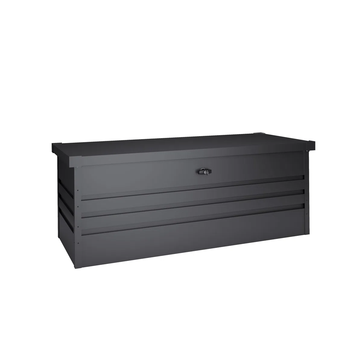 Hoggar Box da giardino in metallo, XXL, 716 litri, spessore 0,40 mm, resistente alle intemperie, per esterni, chiave inclusa, coperchio pieghevole, fondo incluso, cassapanca da giardino, impermeabile,