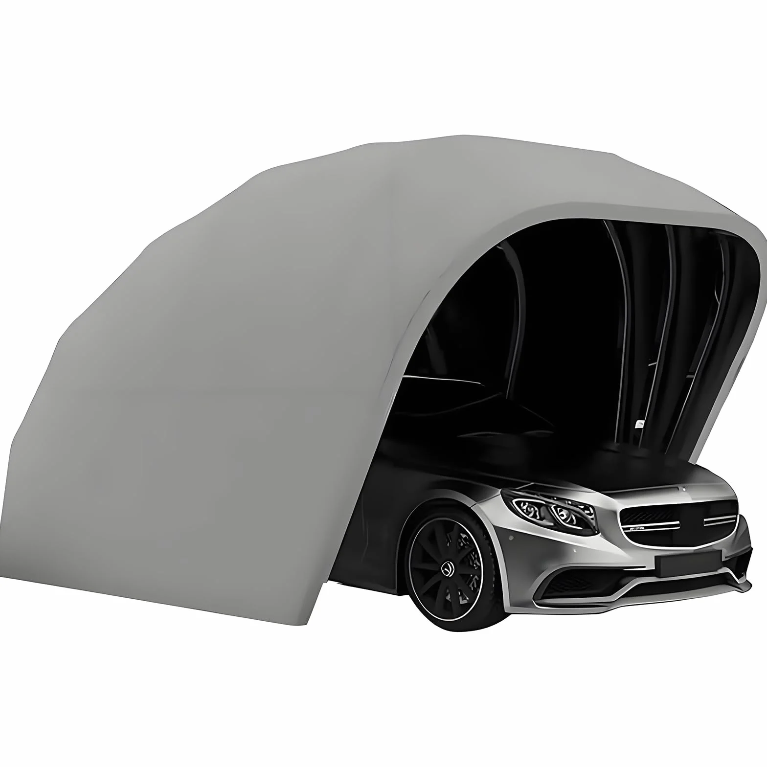 Garage Pieghevole Semiautomatico Inox Spessore Carport Resistente Venti 129km/h Protezione Anti-Grandine Telaio 300kg Grigio 5,9x2,7x2,45m