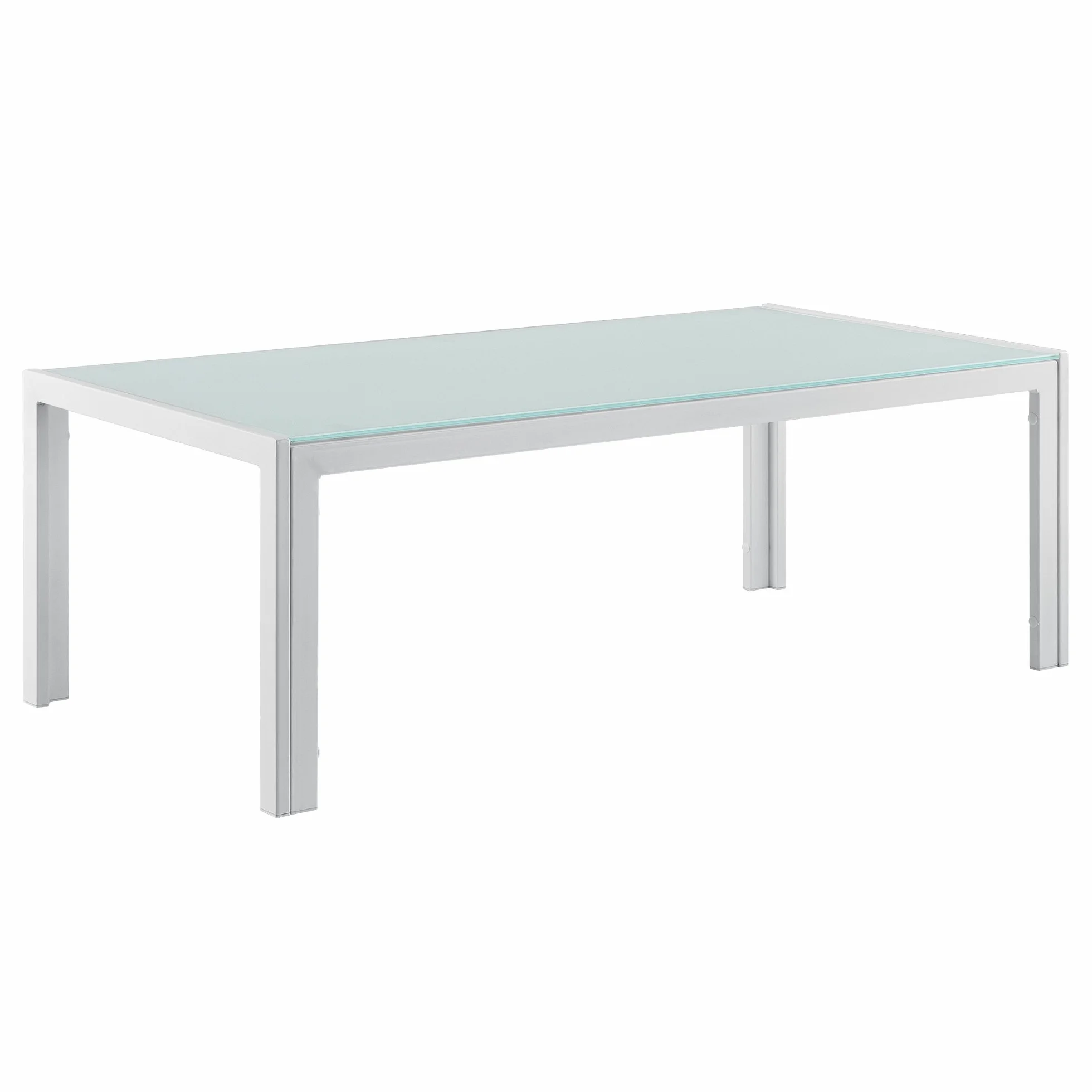casa.pro Tavolino da Esterno con Piano in Vetro e Telaio in Metallo Design Moderno 100x50x35 cm Mobile da Giardino Terrazza Balcone - Bianco