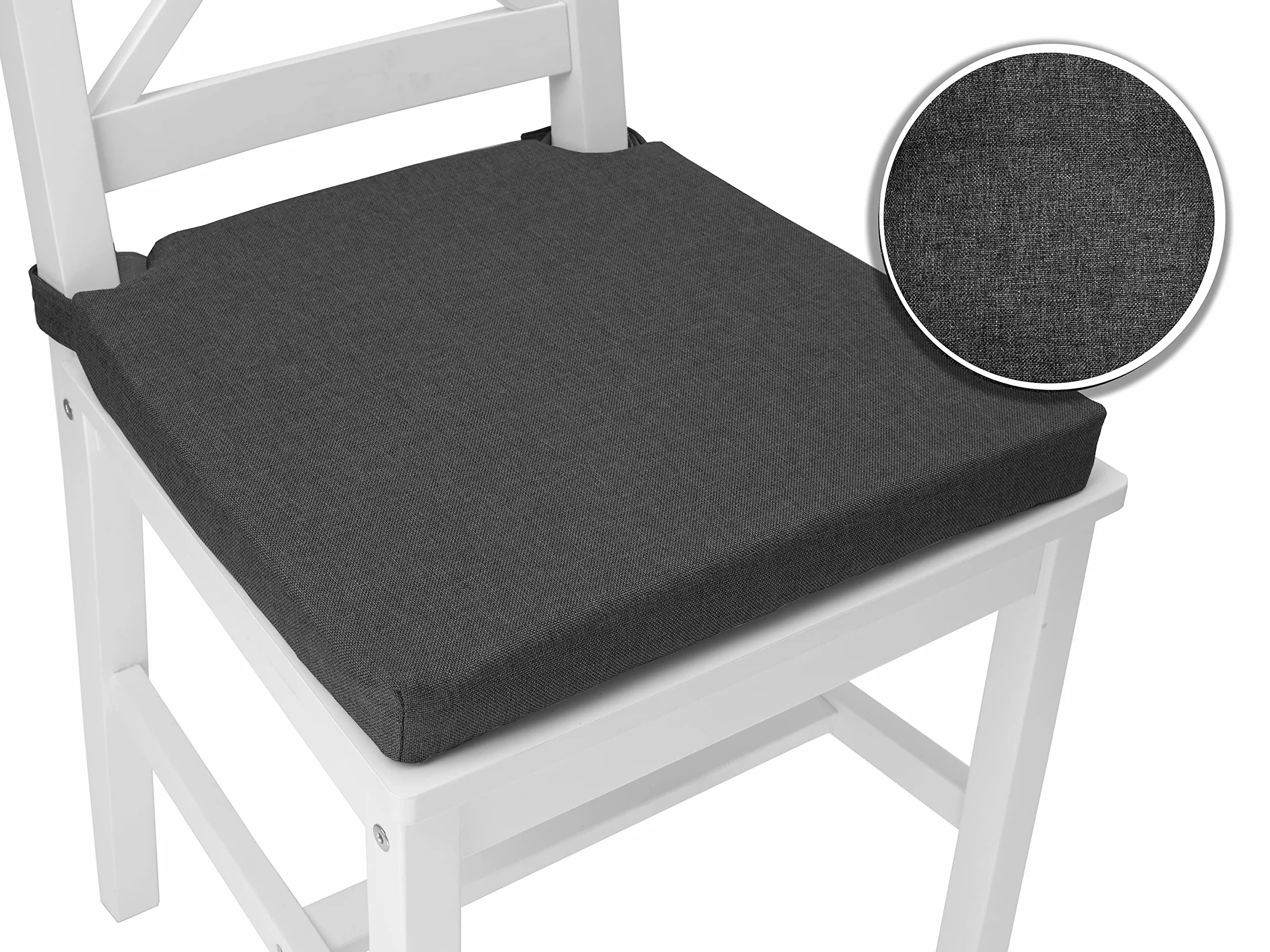 sunnypillow Set di 4 Cuscini per Sedia Cucina - con Chiusura in Velcro - Cuscini per Seduta da Sedia - Per uso Interno ed Esterno - Dimensioni: 42 (davanti) - 35 (dietro) x 40 x 5 cm - Antracite