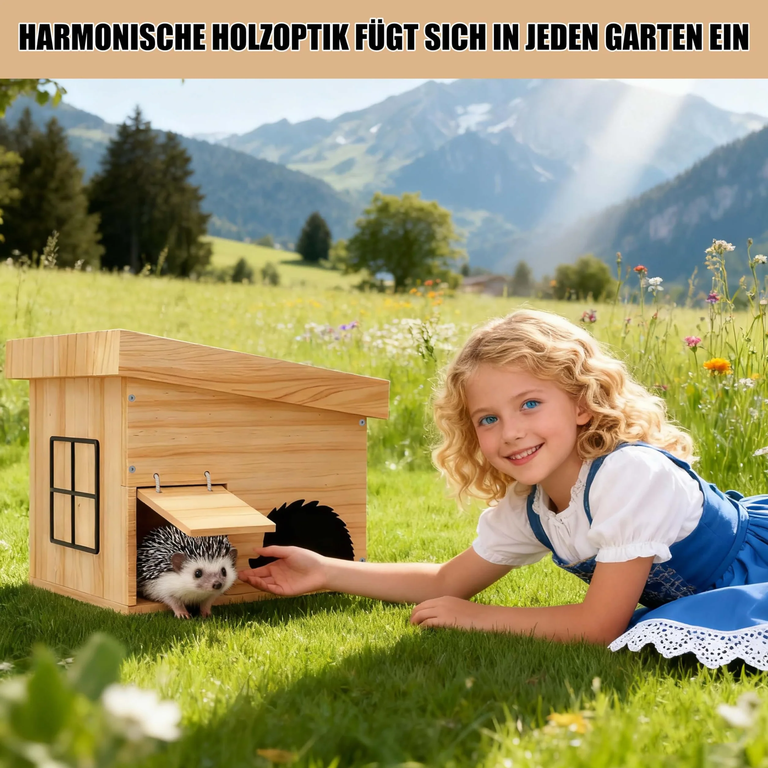 Mihoho Casa per Riccio Invernale in Legno, Hotel per Ricci con Fondo, a Prova di Gatto, Resistente alle intemperie, per Ricci, dormitorio, Giardino, Kit di Costruzione (faggio)