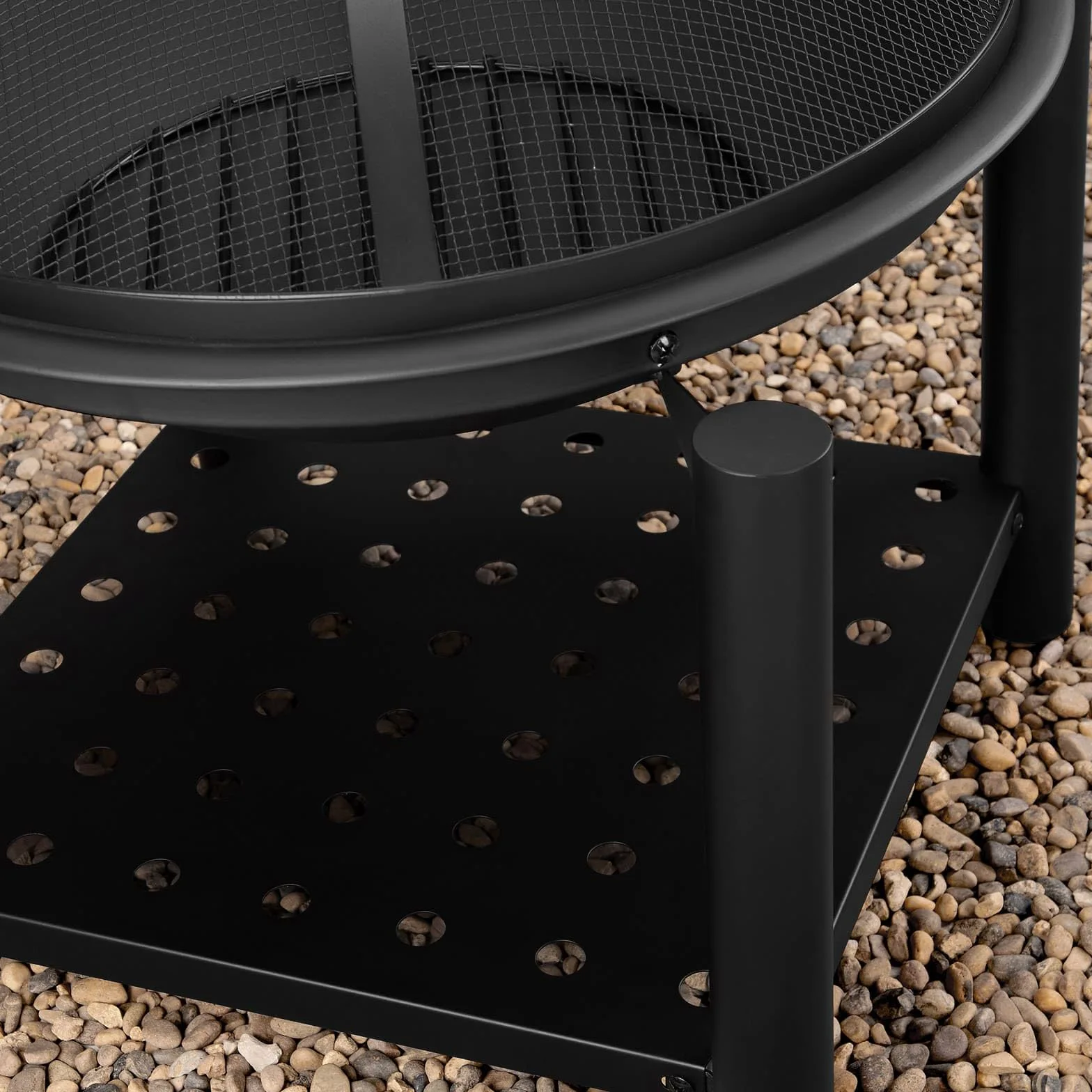 Deuba Braciere Rotondo Ø 55cm Attizzatoio Parascintille Ripiano Portaoggetti Camino Giardino Stufa