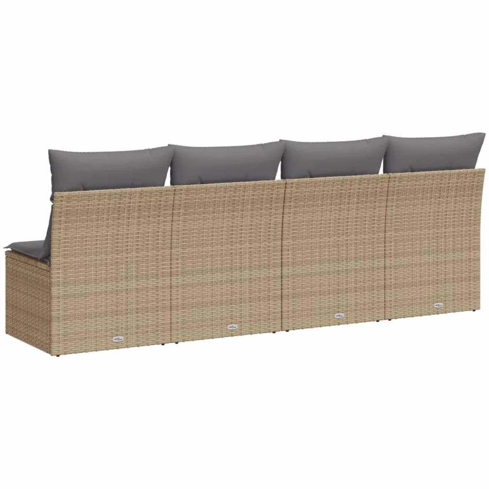 Divanetto da Esterno, Salotto da Giardino Esterno, Divano da Giardino con Cuscini a 4 Posti Beige in Polyrattan