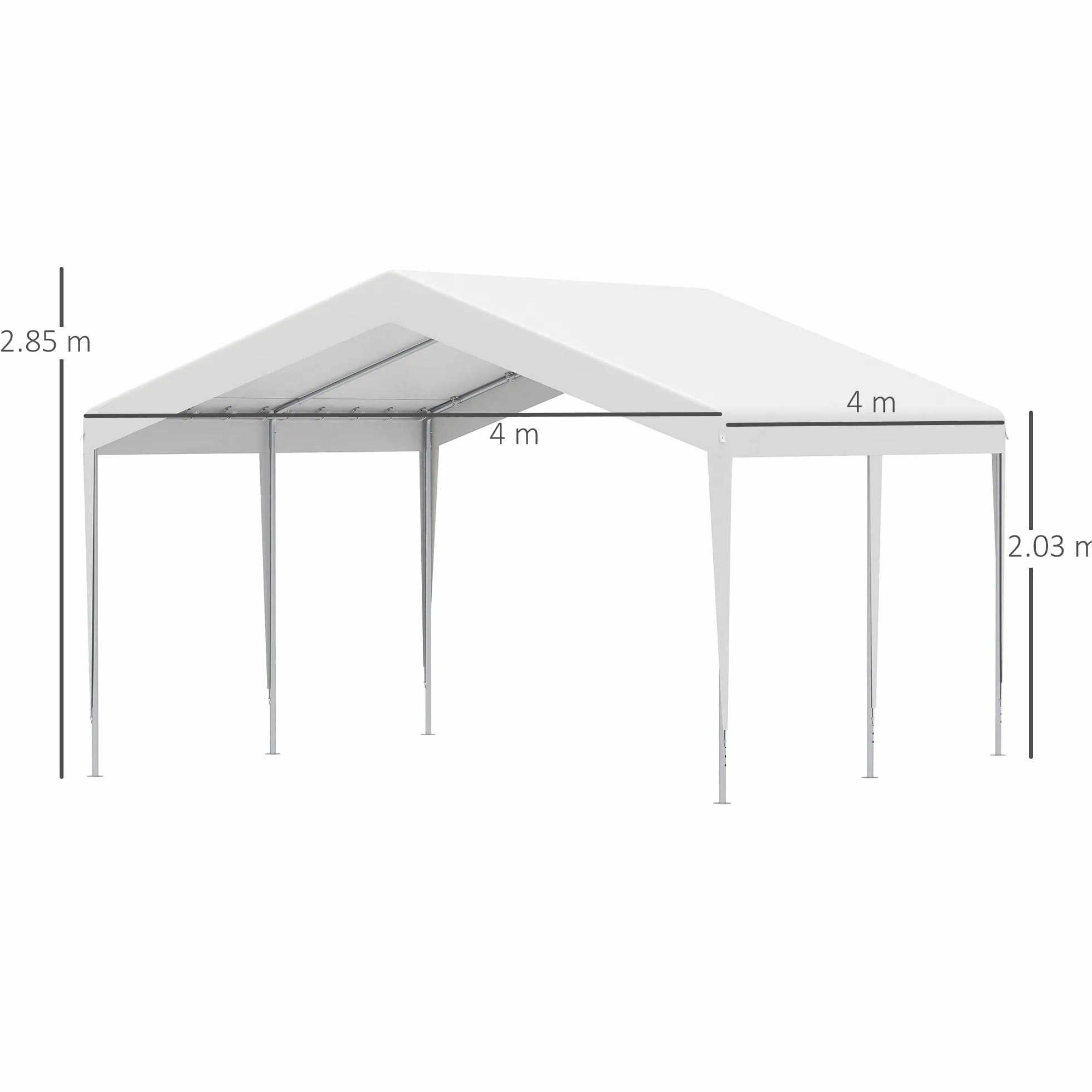 Outsunny Garage Portatile 4x4m in Acciaio Zincato Bianco per Auto e Barche