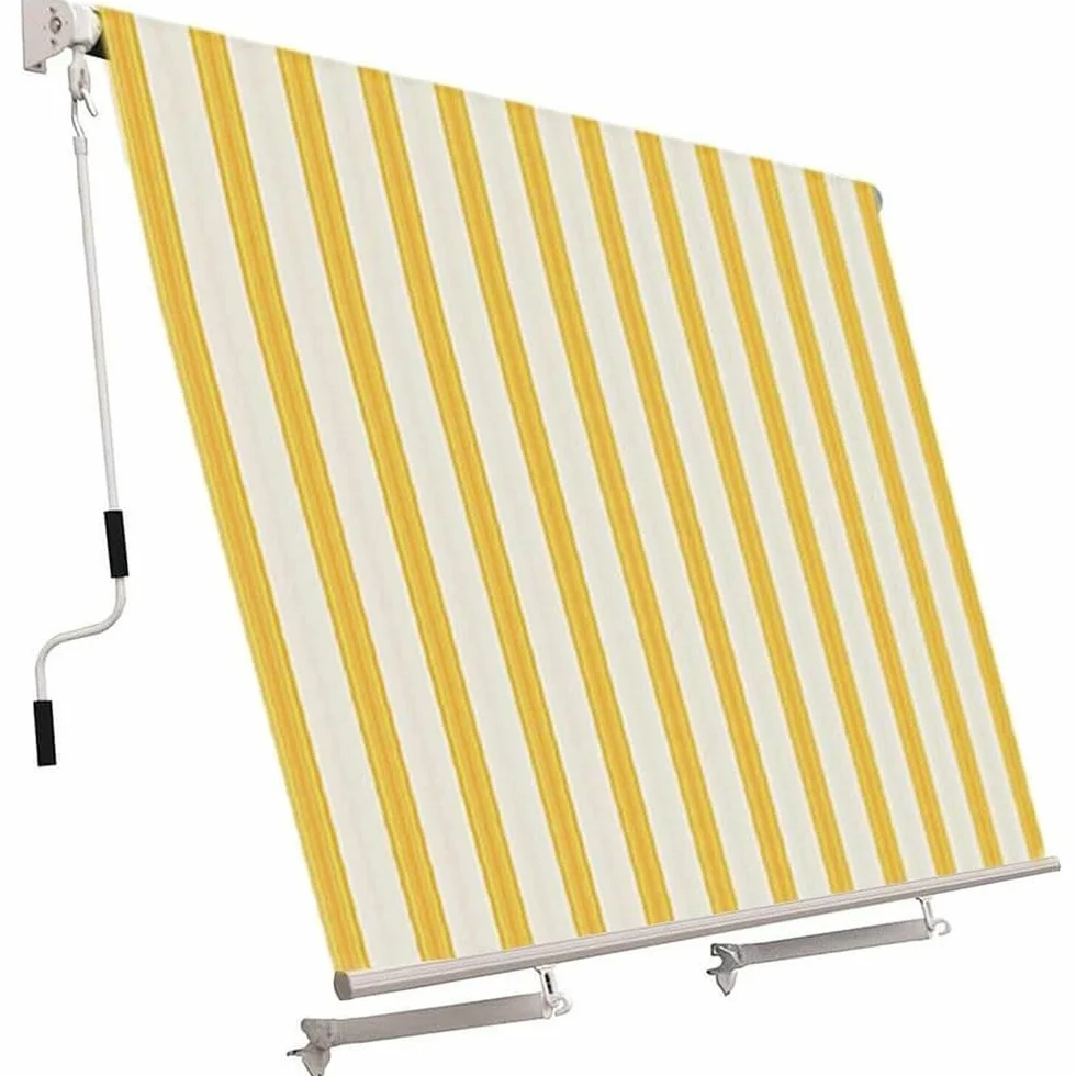 Tenda da sole a caduta 250x250 cm in alluminio con bracci per esterno gialla beige